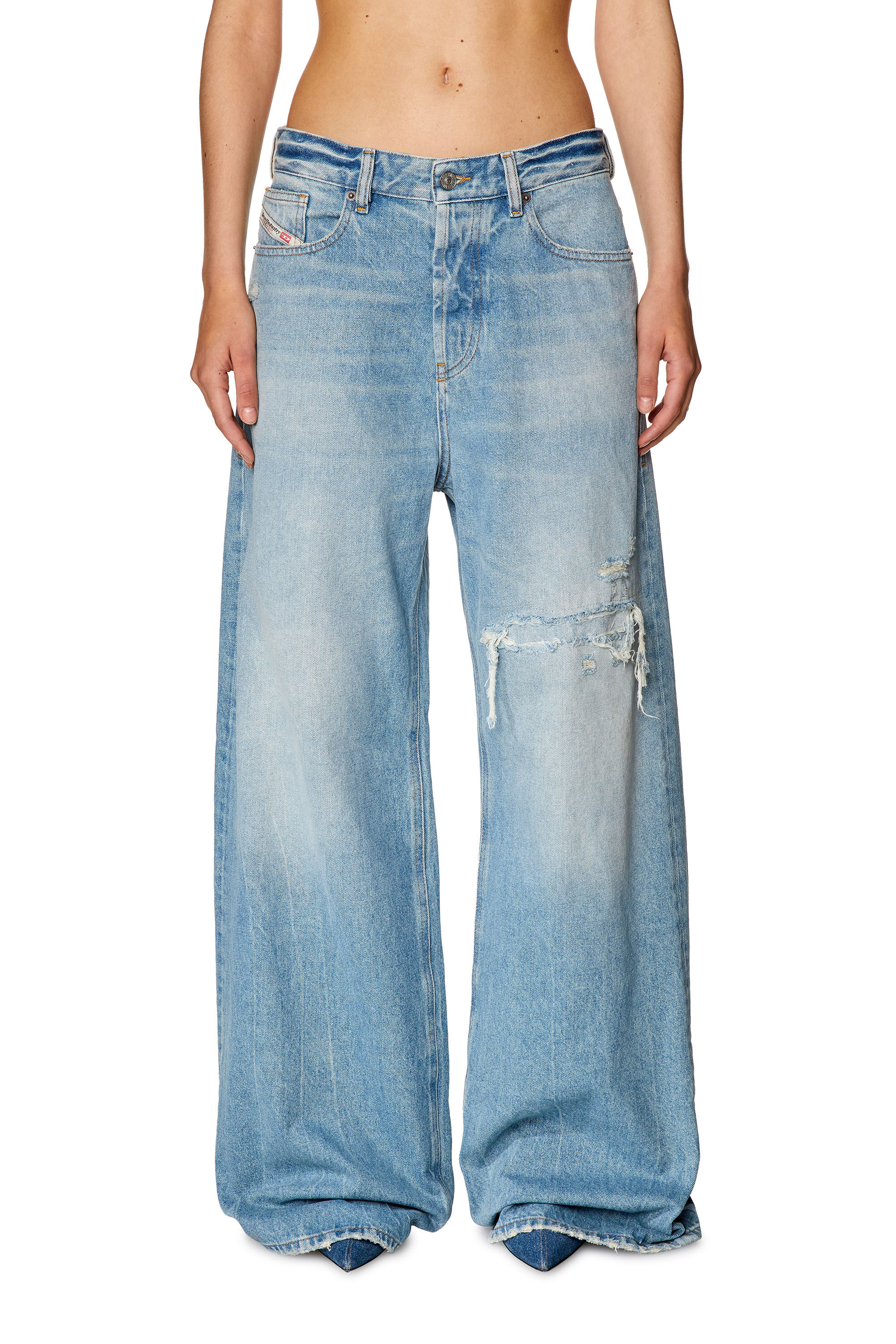 1996 D-Sire Femme : Jeans cargo taille basse, bleu clair | Diesel