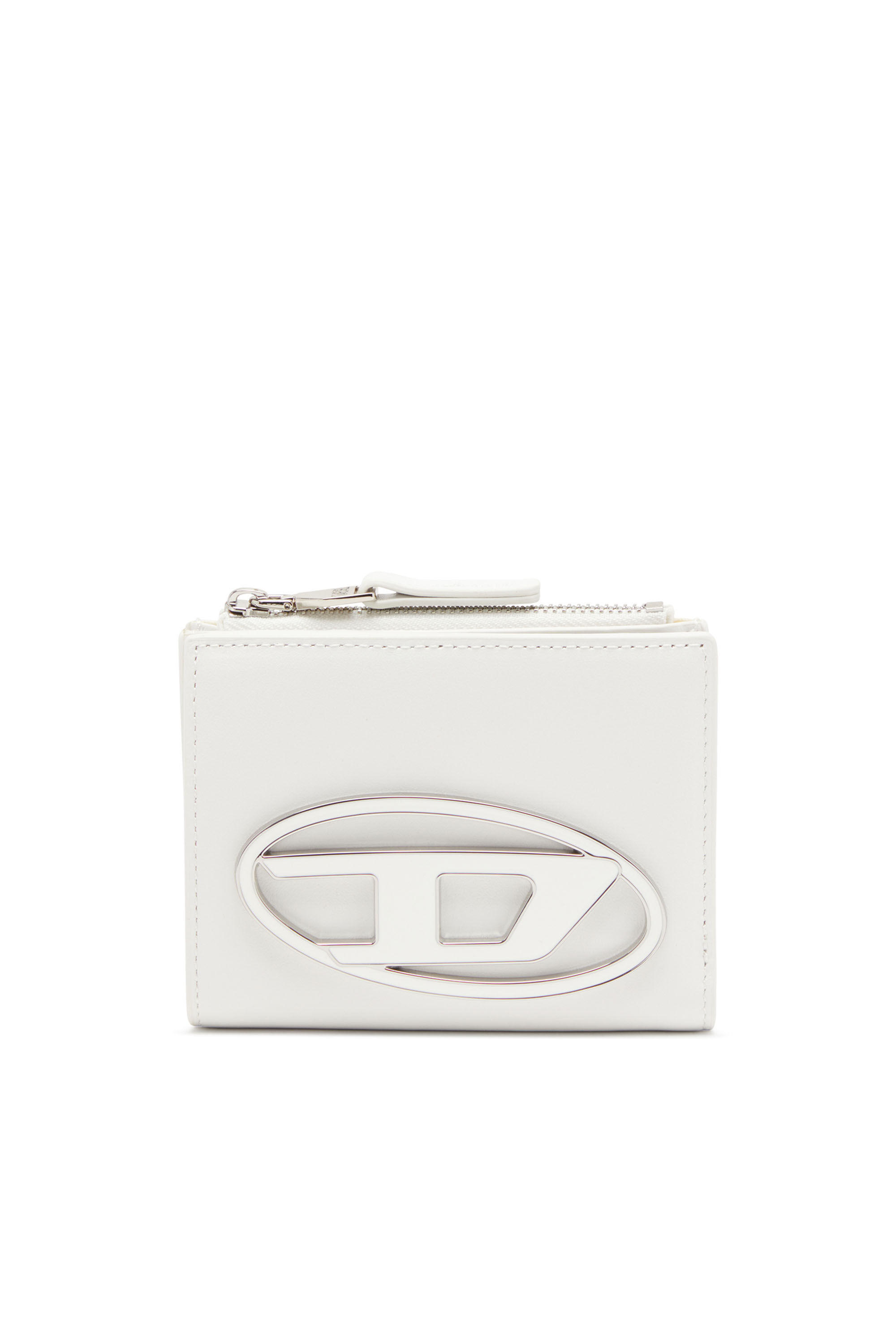 Diesel - 1DR BI-FOLD ZIP II, Femme Petit portefeuille en cuir avec plaque à logo in Blanc - Image 1
