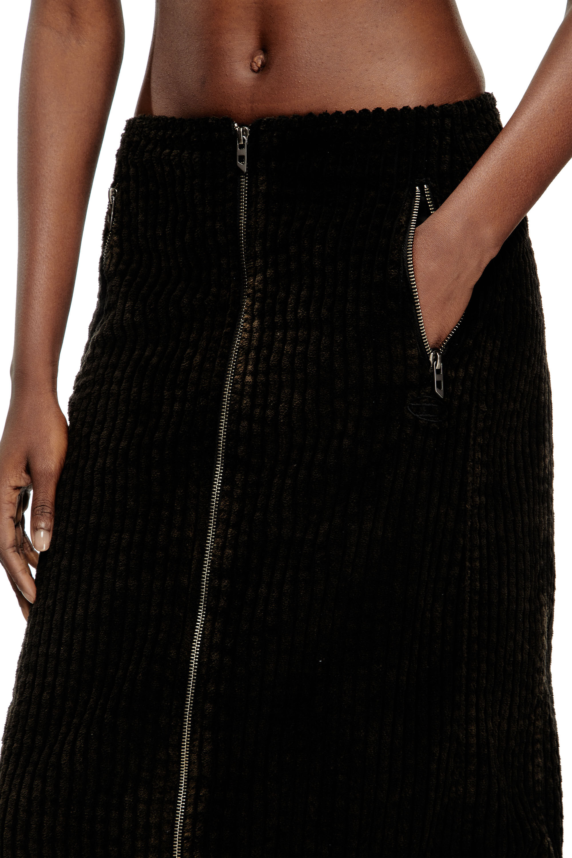 Diesel - O-LLIPOP, Jupe midi en coton avec zip Femme in ToBeDefined - 5