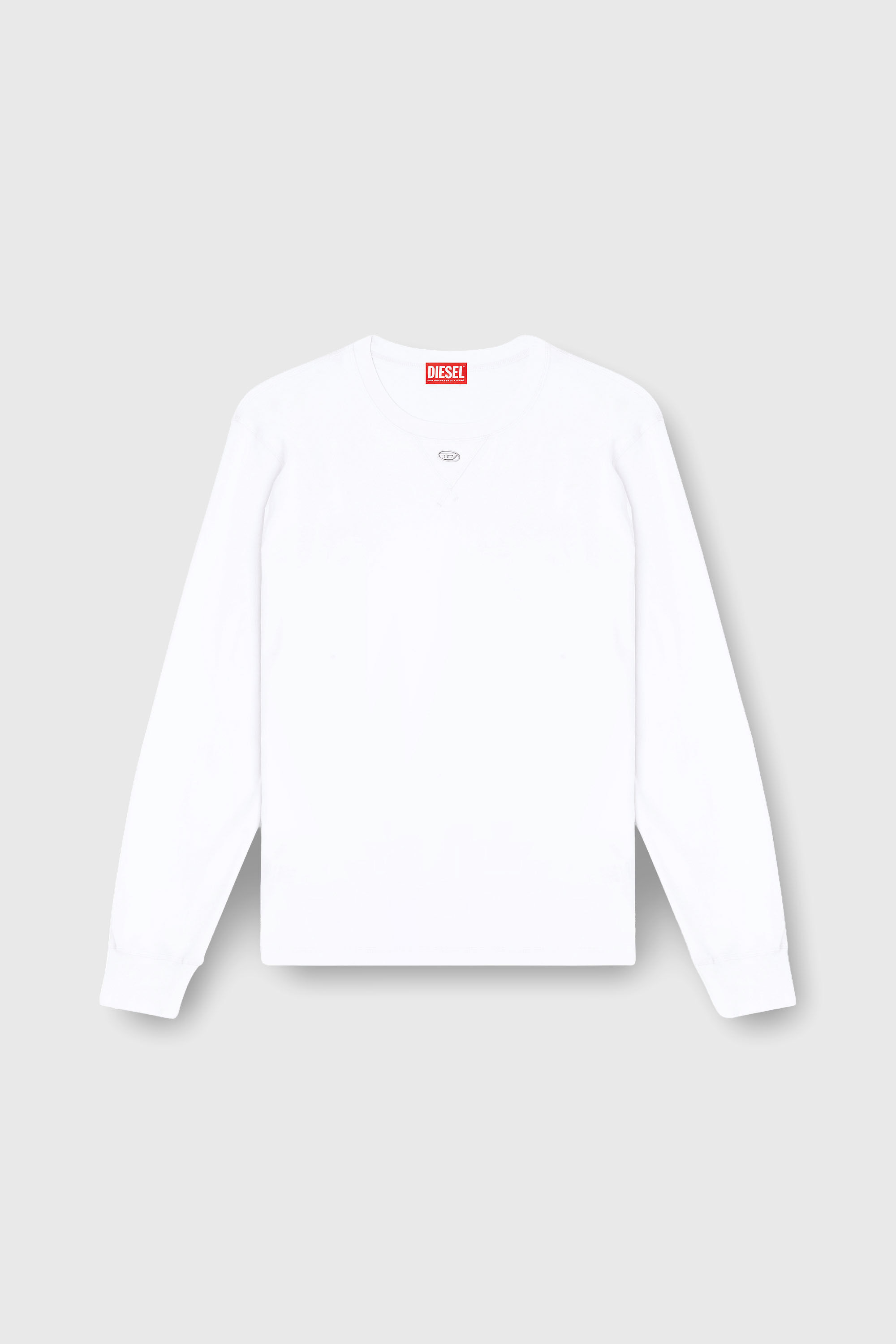 Diesel - T-MADJUST-LS-TR, T-shirt &agrave; manches longues en coton avec Oval D Homme in Blanc - 2