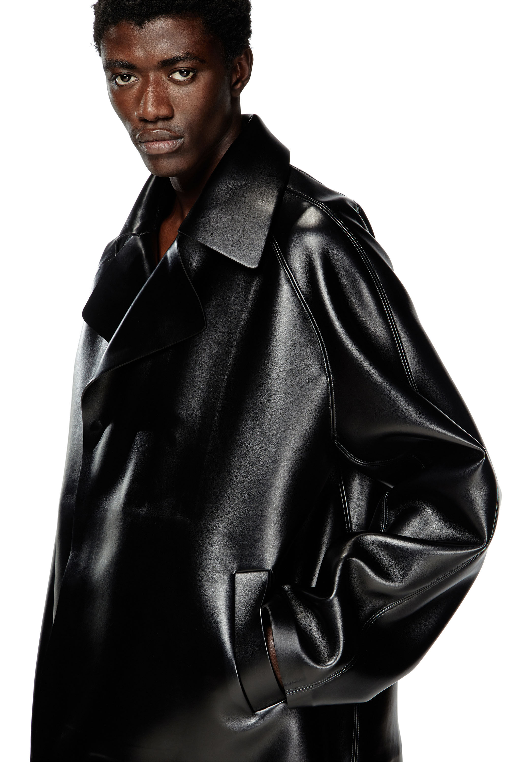 Diesel - J-MARKUS, Veste oversize ajustée en néoprène contrecollé Mixte in Noir - 5