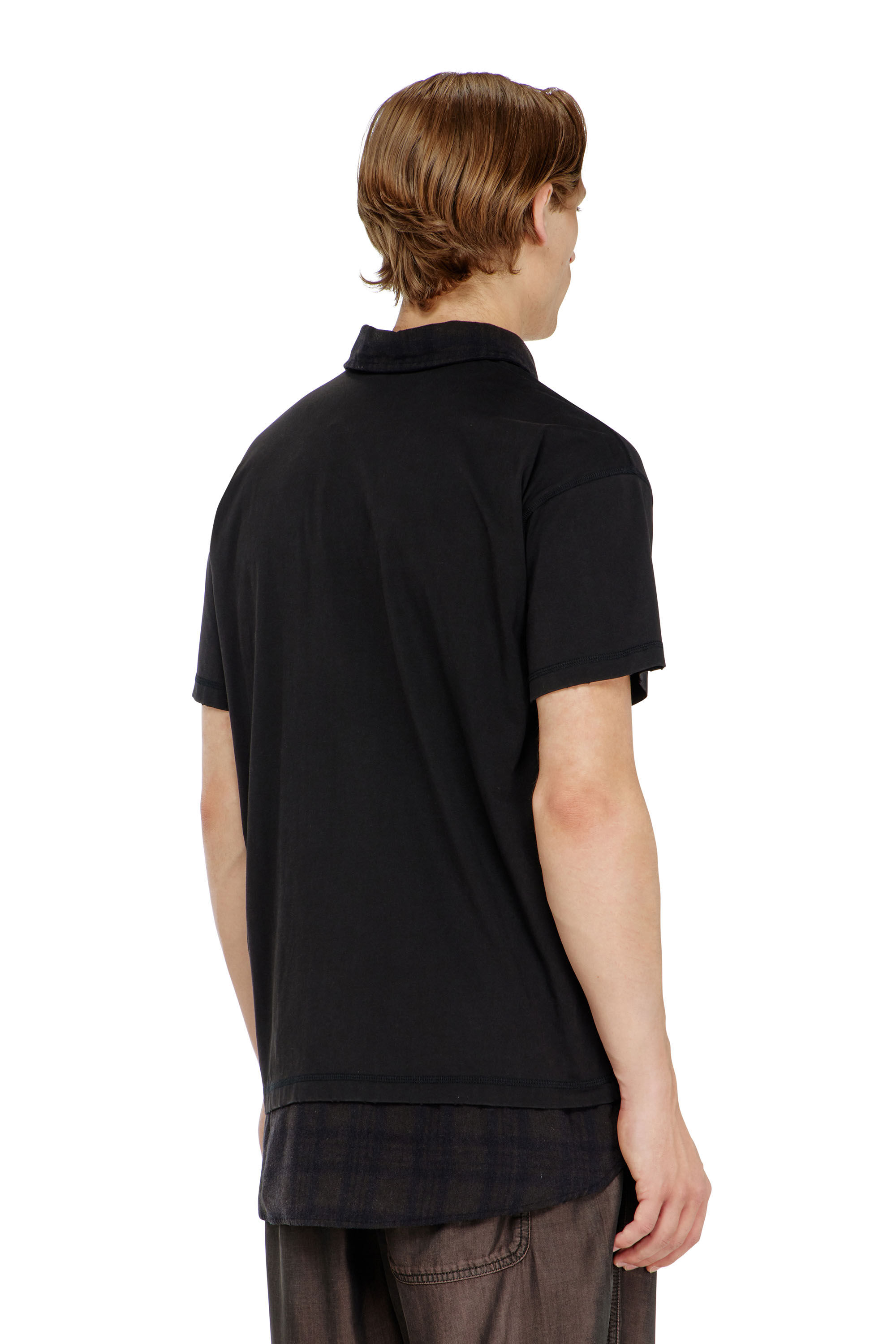 Diesel - T-ANSEL, Polo en jersey avec finitions en flanelle &agrave; carreaux Homme in ToBeDefined - 4