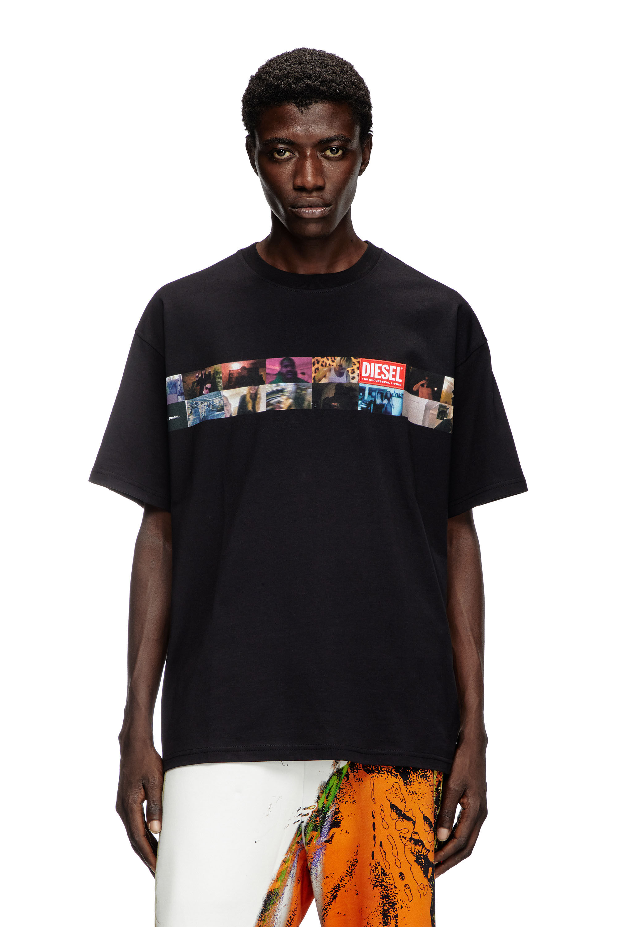 T shirt avec imprime Livestream Homme Noir Diesel