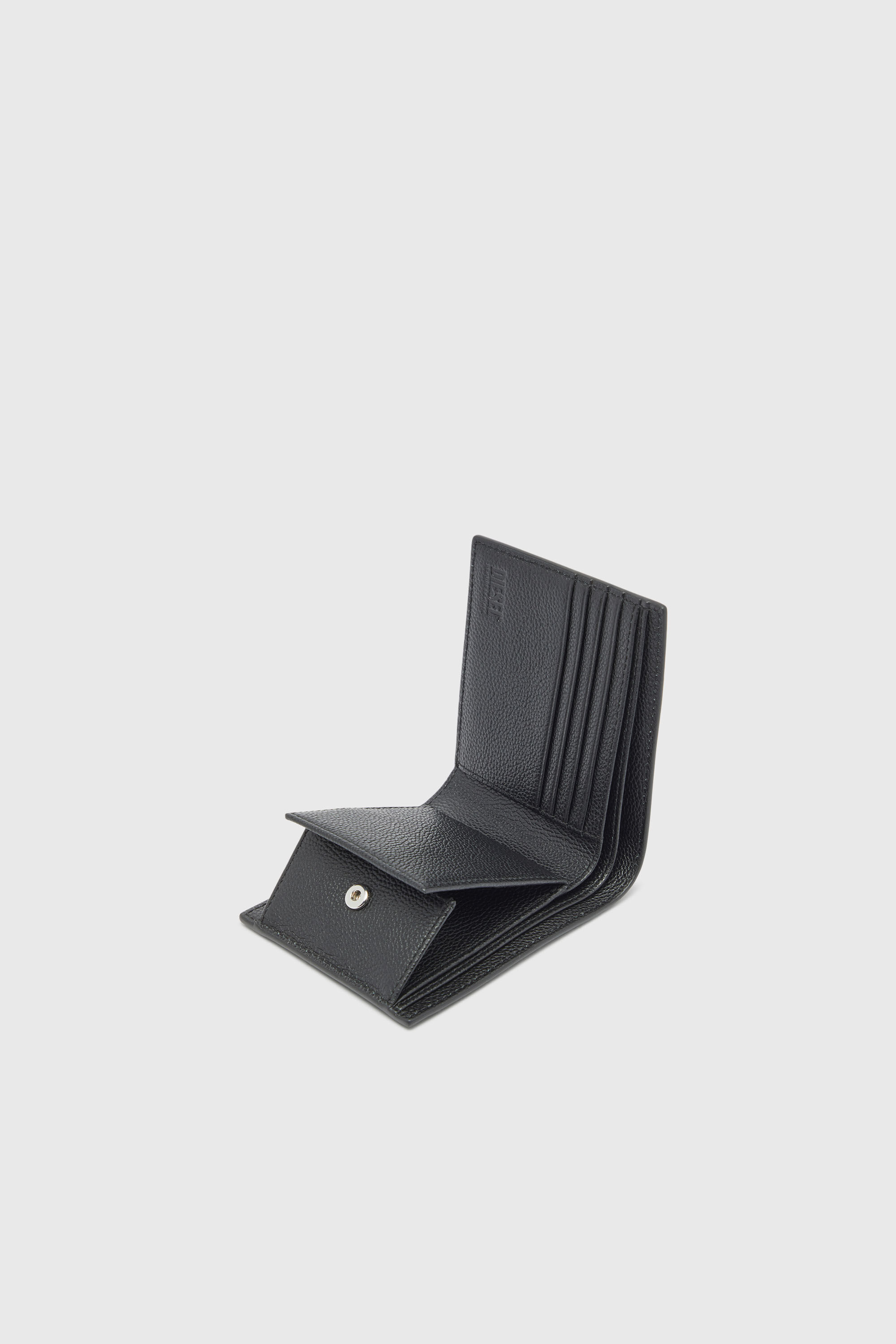 Diesel - 1DR 2.0 BI-FOLD COIN 3D, Portefeuille &agrave; deux volets en cuir grain&eacute; Homme in Noir - 4
