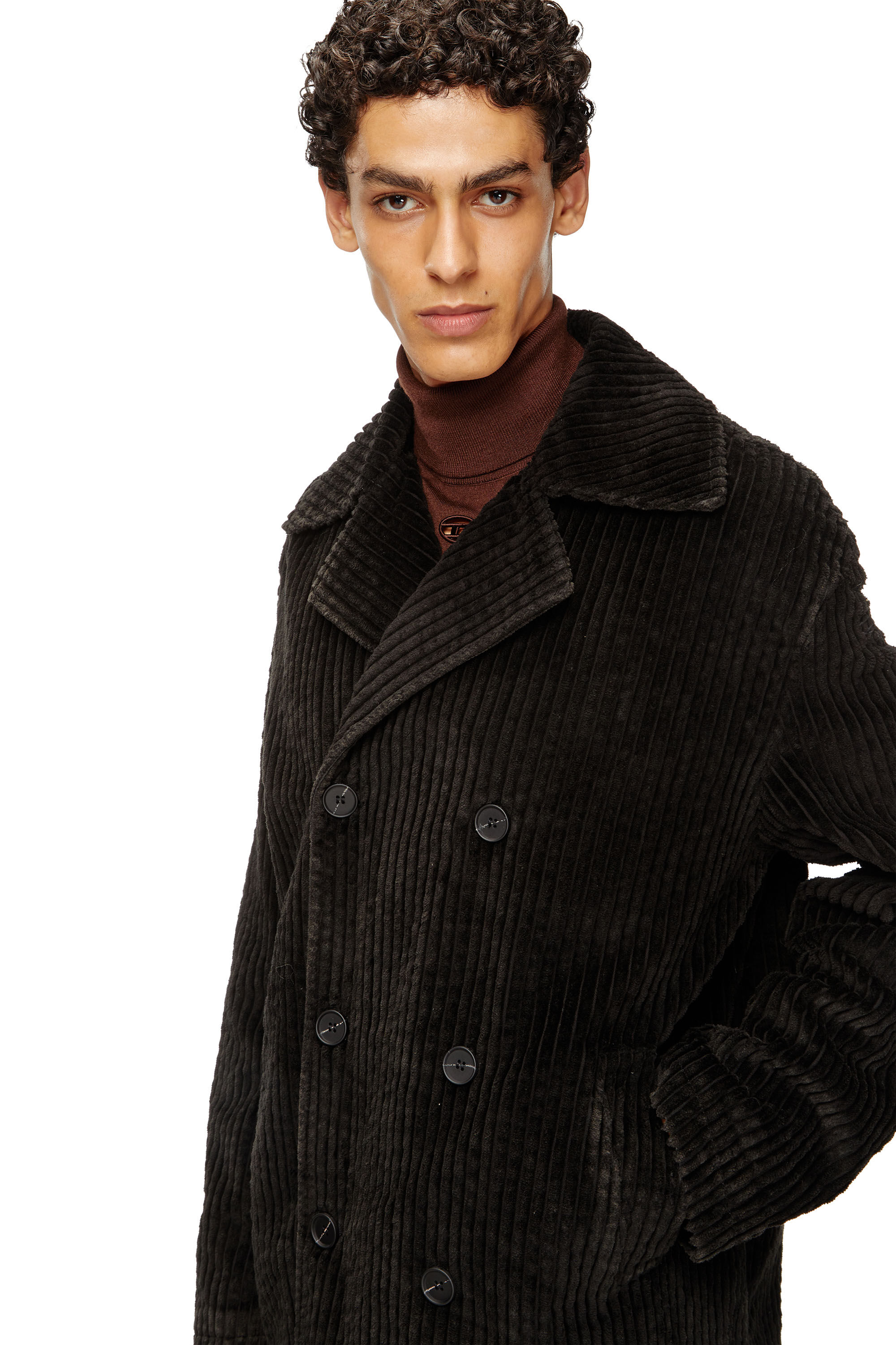 Diesel - W-OTIS, Caban en velours côtelé traité Homme in Marron - 5