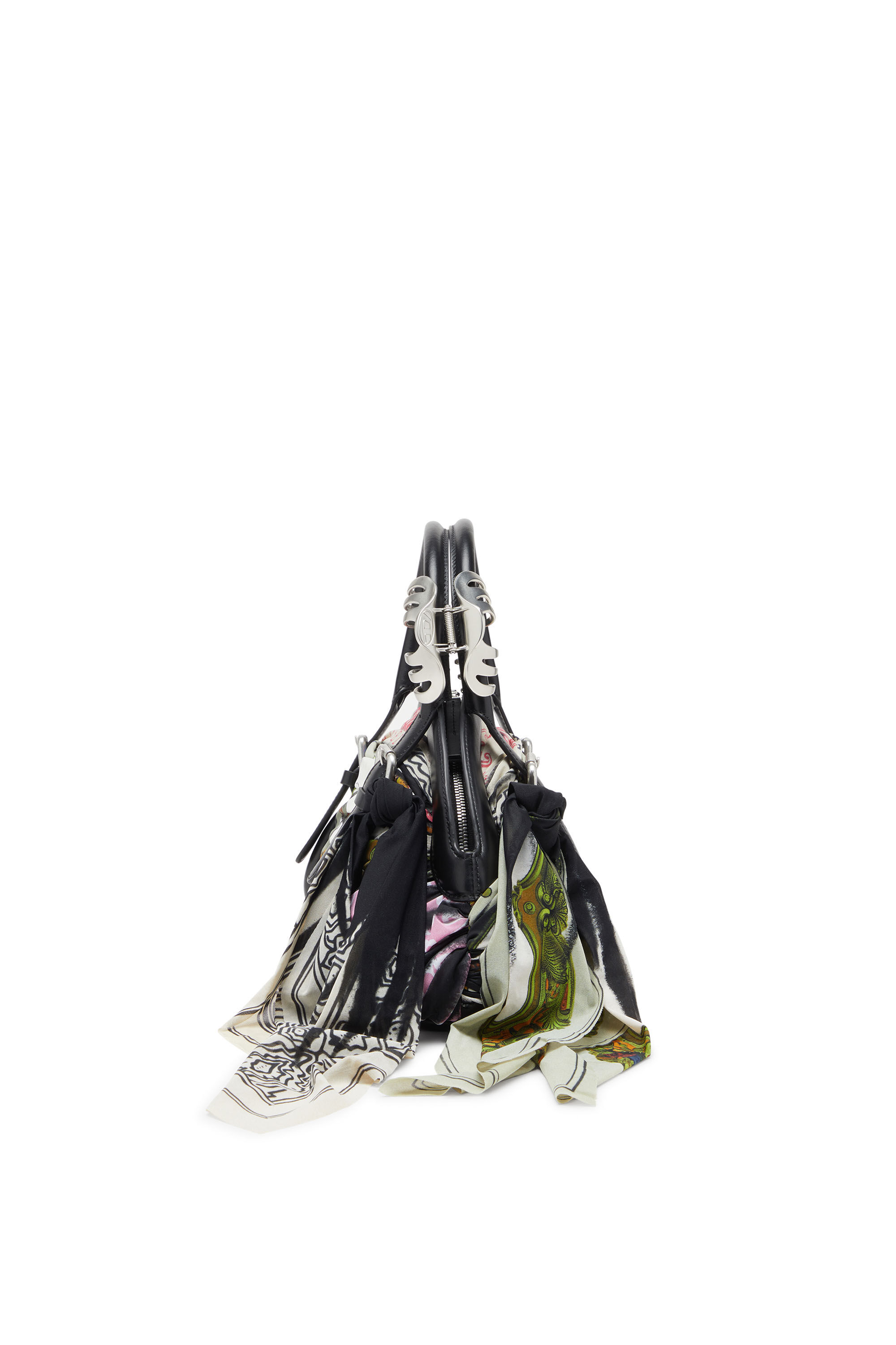 Diesel - TRASH-D TOP HANDLE, Trash-D-Sac à main bandana en cuir et jersey Femme in Polychrome - 4