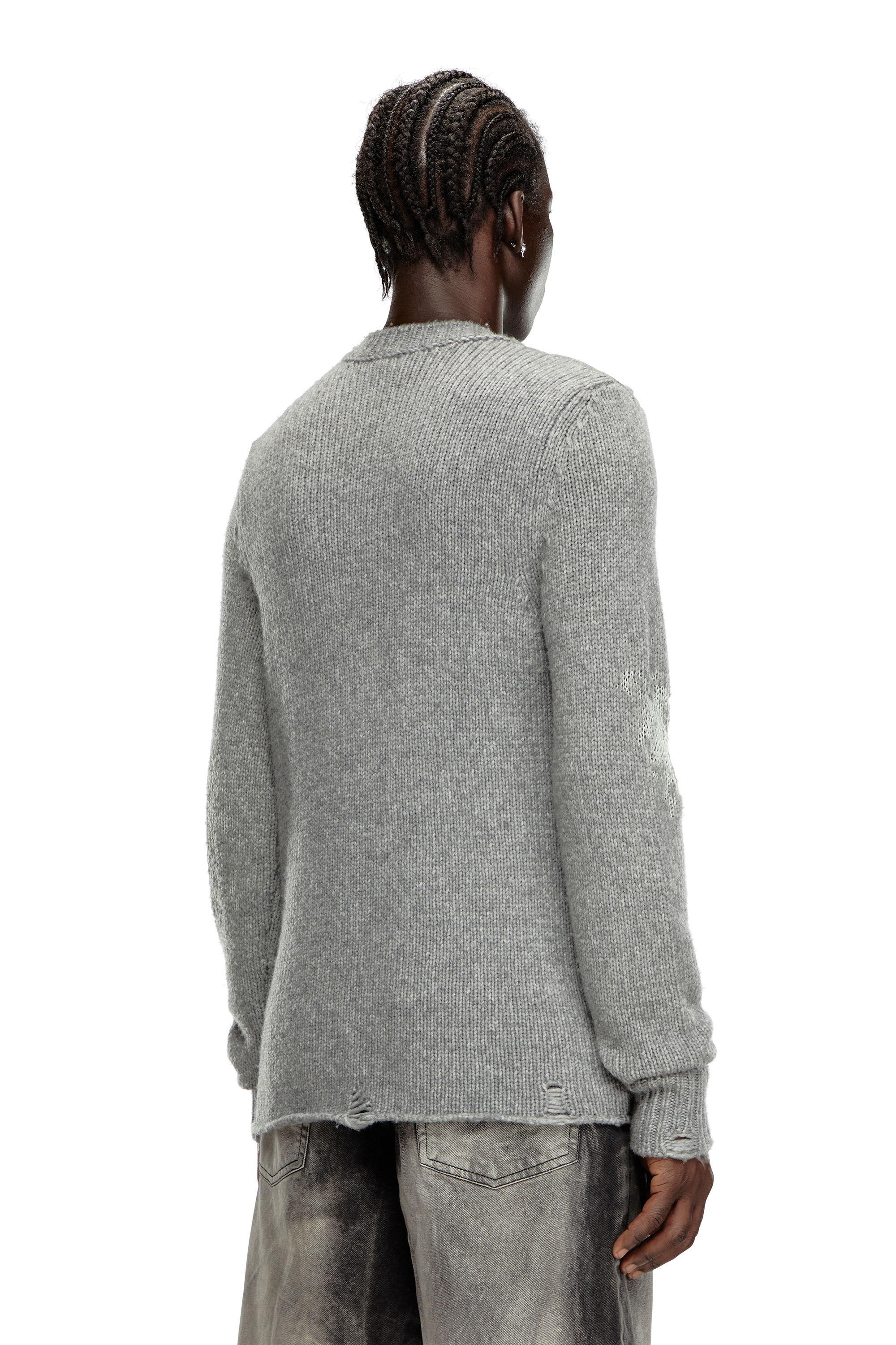 Diesel - K-NORMAN, Pull effet usé en mélange de laine Homme in Gris - 4