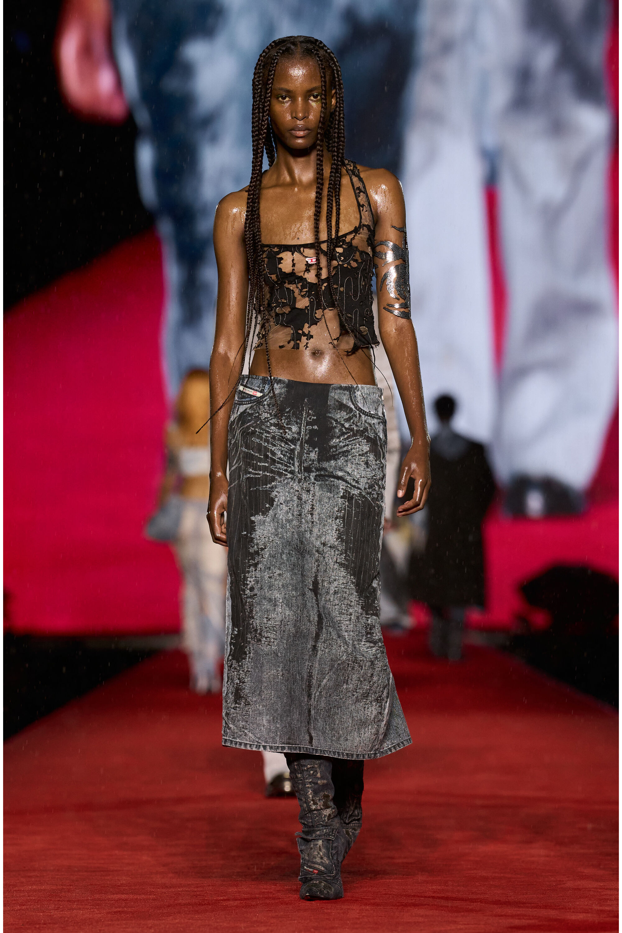 Diesel - T-BILS-DEV, Débardeur en tulle et jersey destroy Femme in Noir - 6