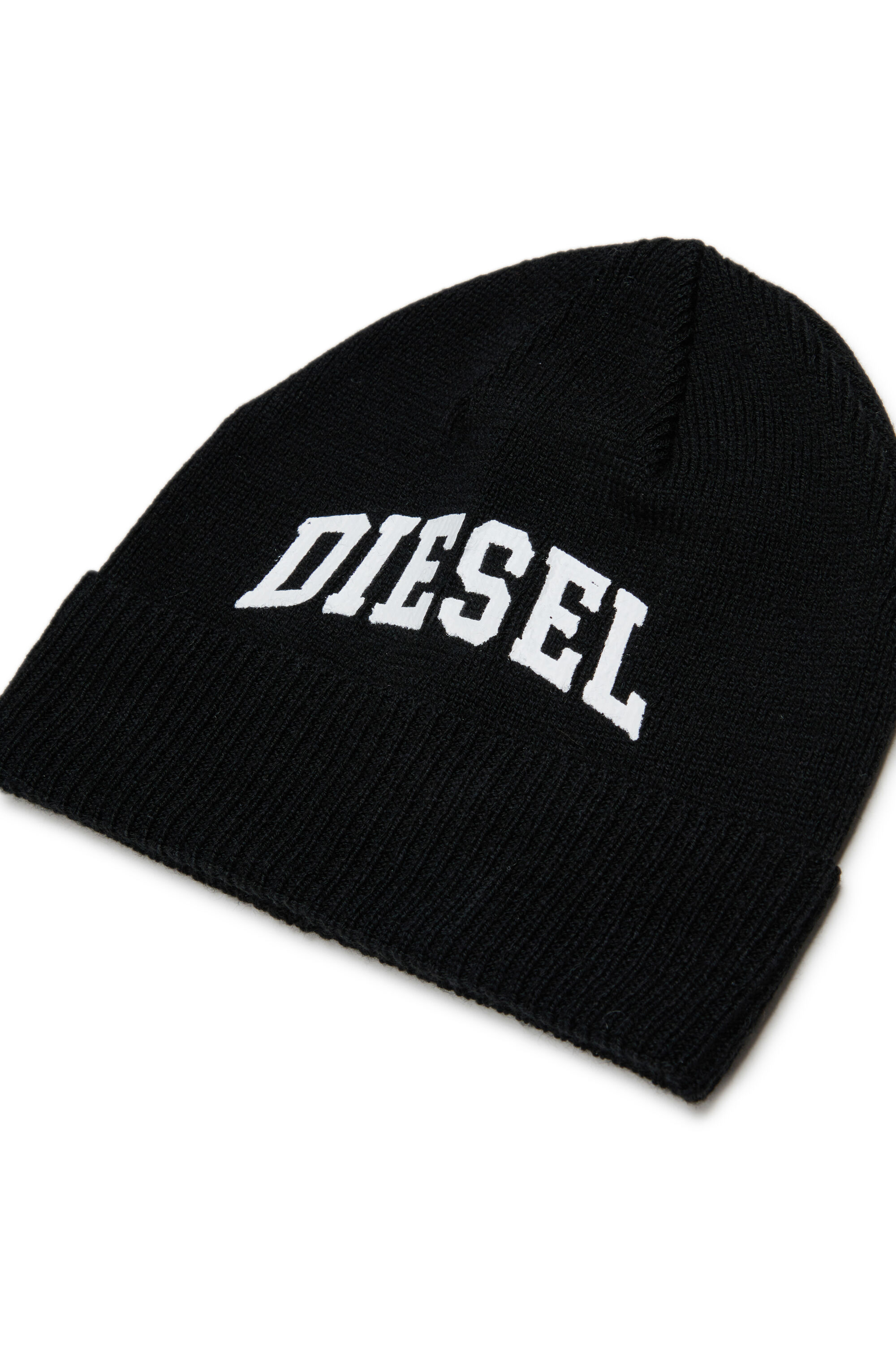 Diesel - FBAND, Bonnet en laine m&eacute;lang&eacute;e avec logo Mixte in Noir - 3