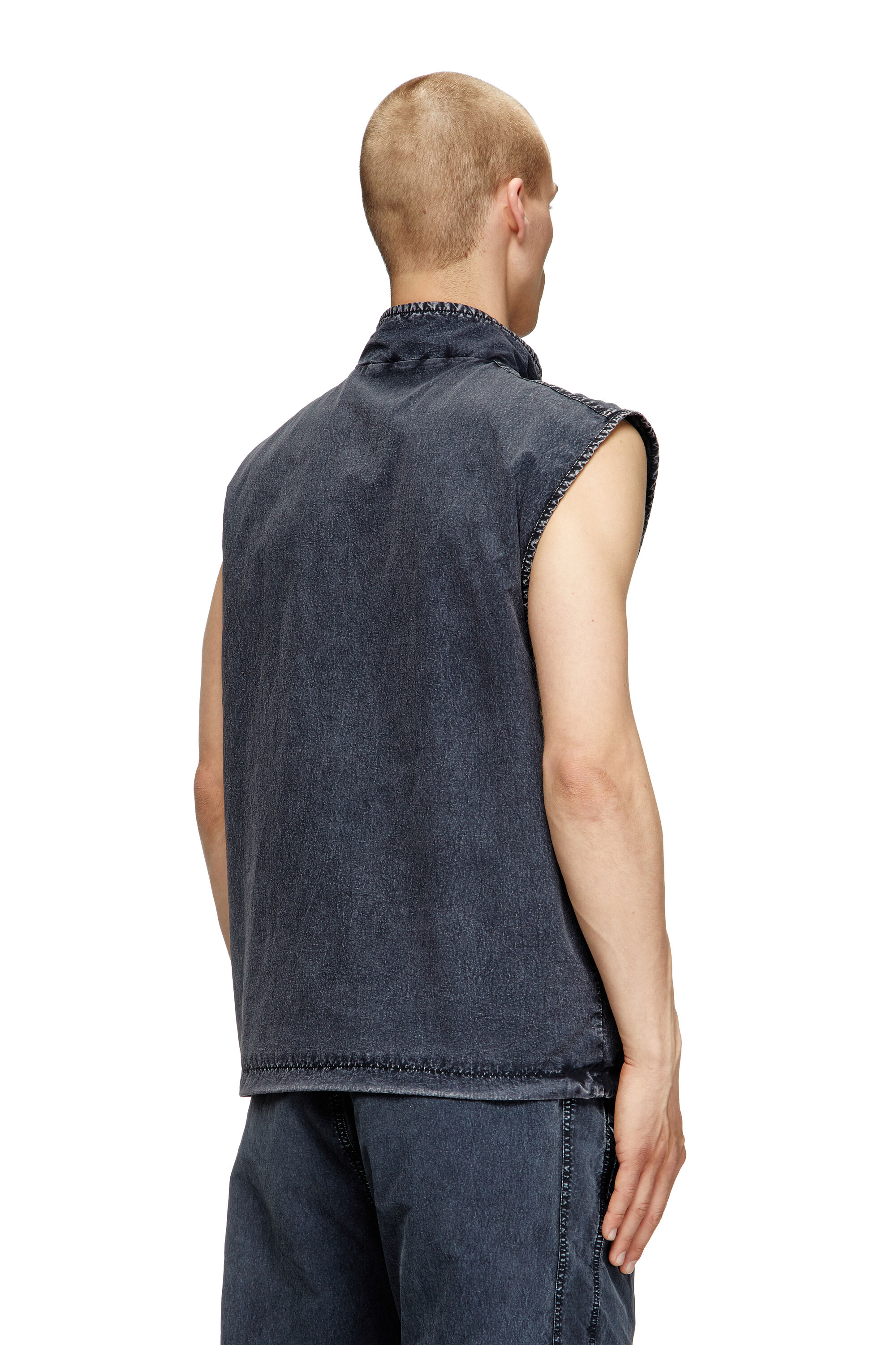 Diesel - J-ERB, Gilet en taslan de nylon recyclé Homme in Bleu - 4