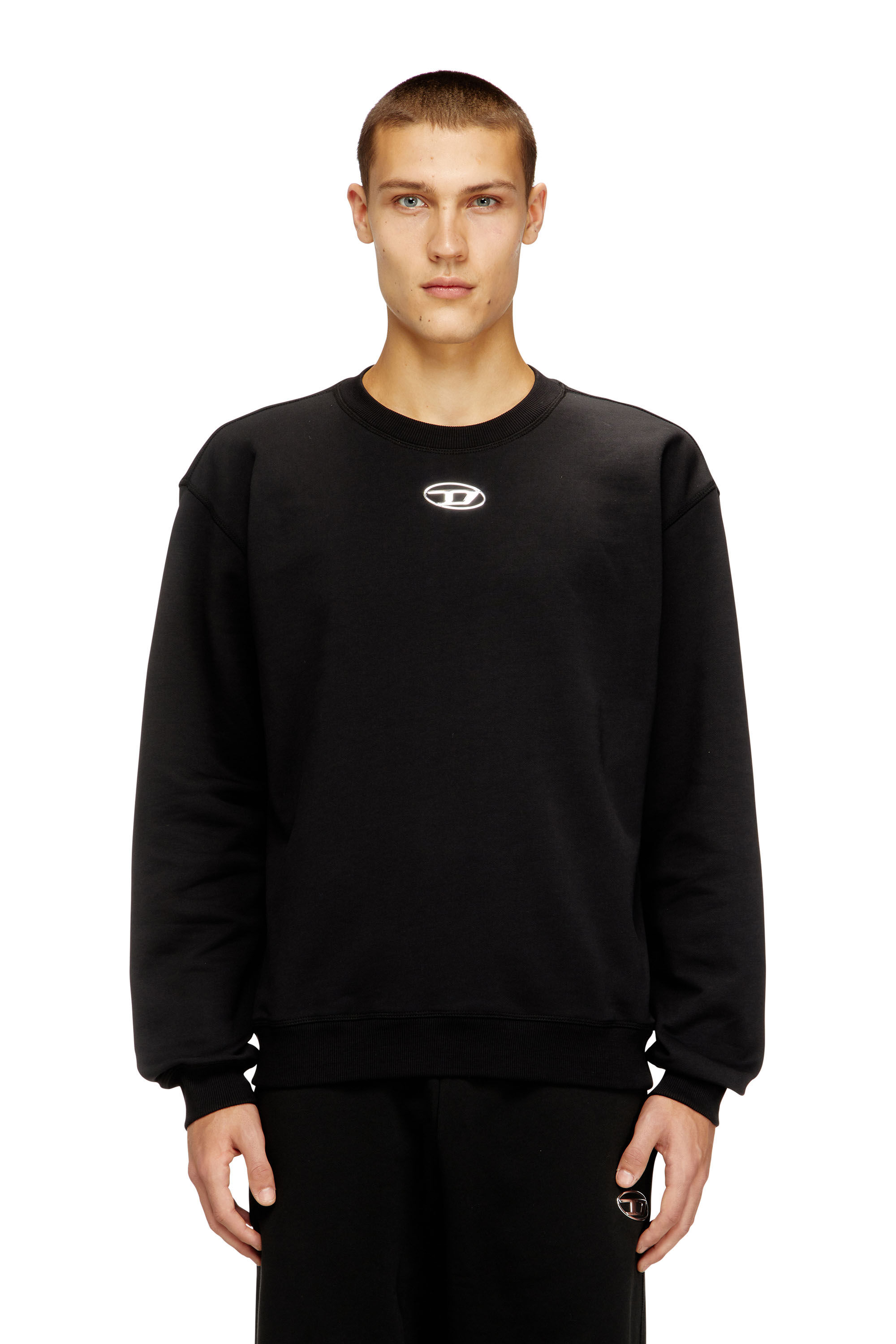 Diesel - S-NORM-IOD, Pull régulier avec Oval D métallique Homme in Noir - 3