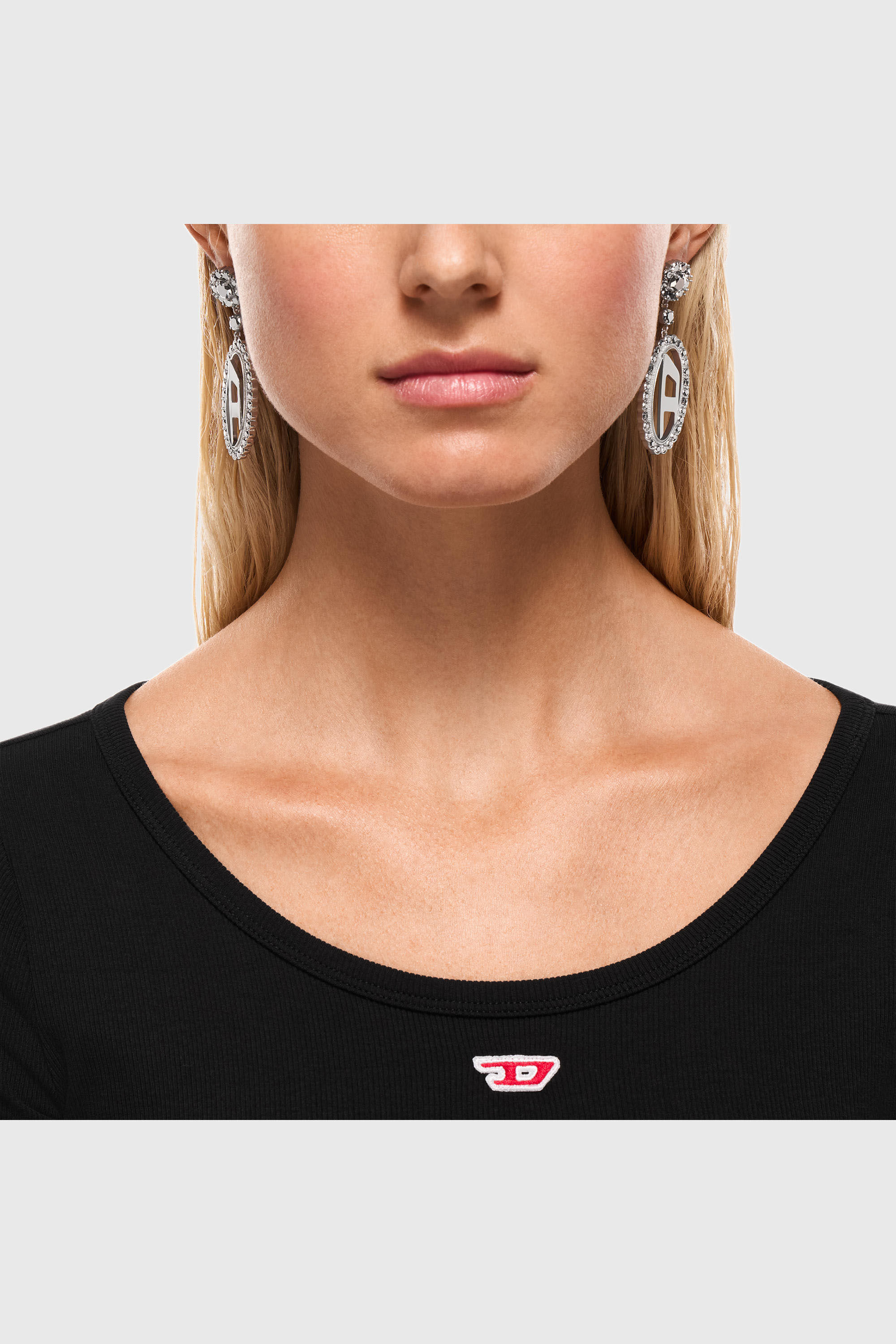 Diesel - DX1751040, Boucles d'oreilles pendantes en acier inoxydable serties de pav&eacute; Mixte in Gris argent&eacute; - 4