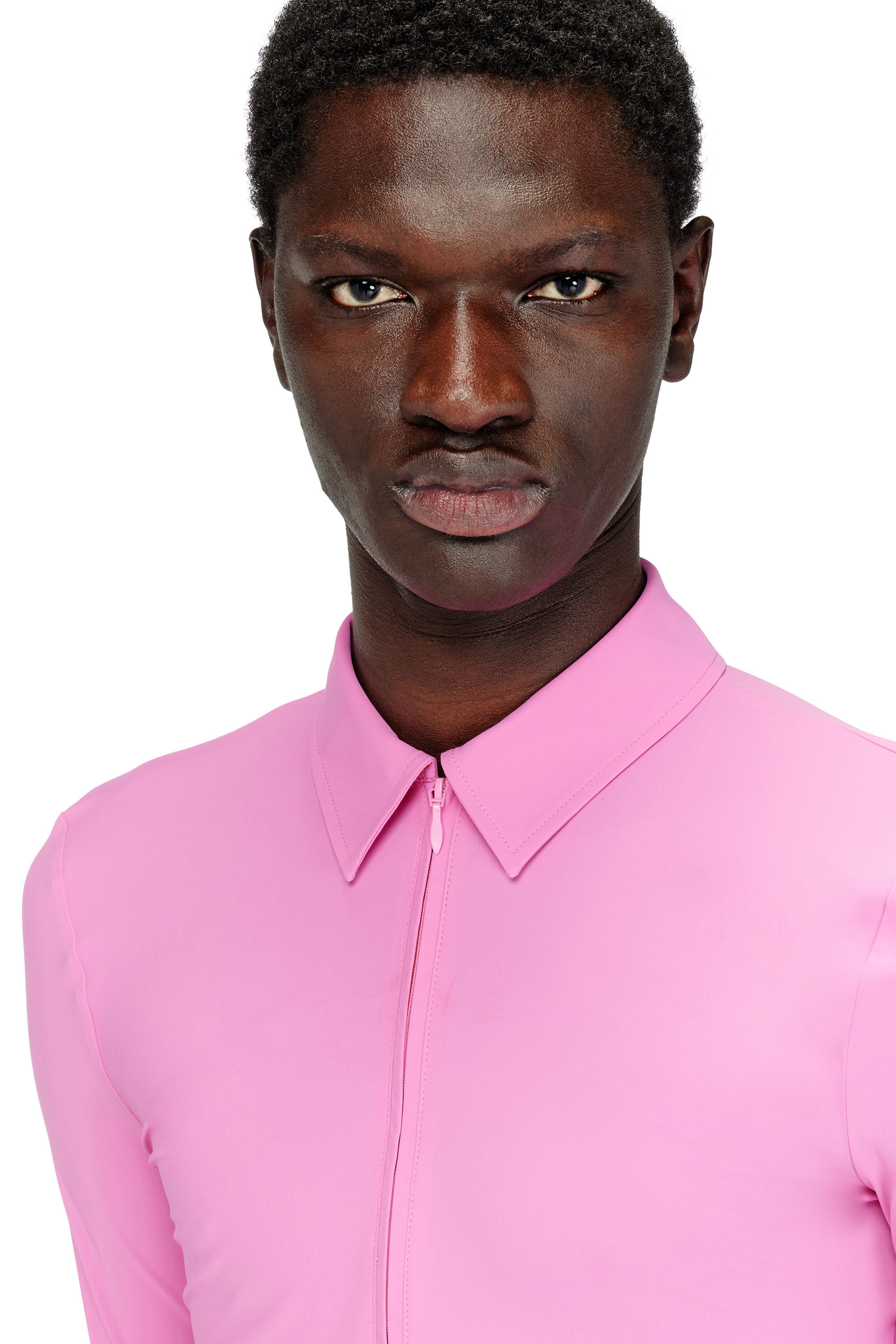 Diesel - S-LOKID, Chemise en Lycra zipp&eacute;e seconde peau Homme in Rose - 5
