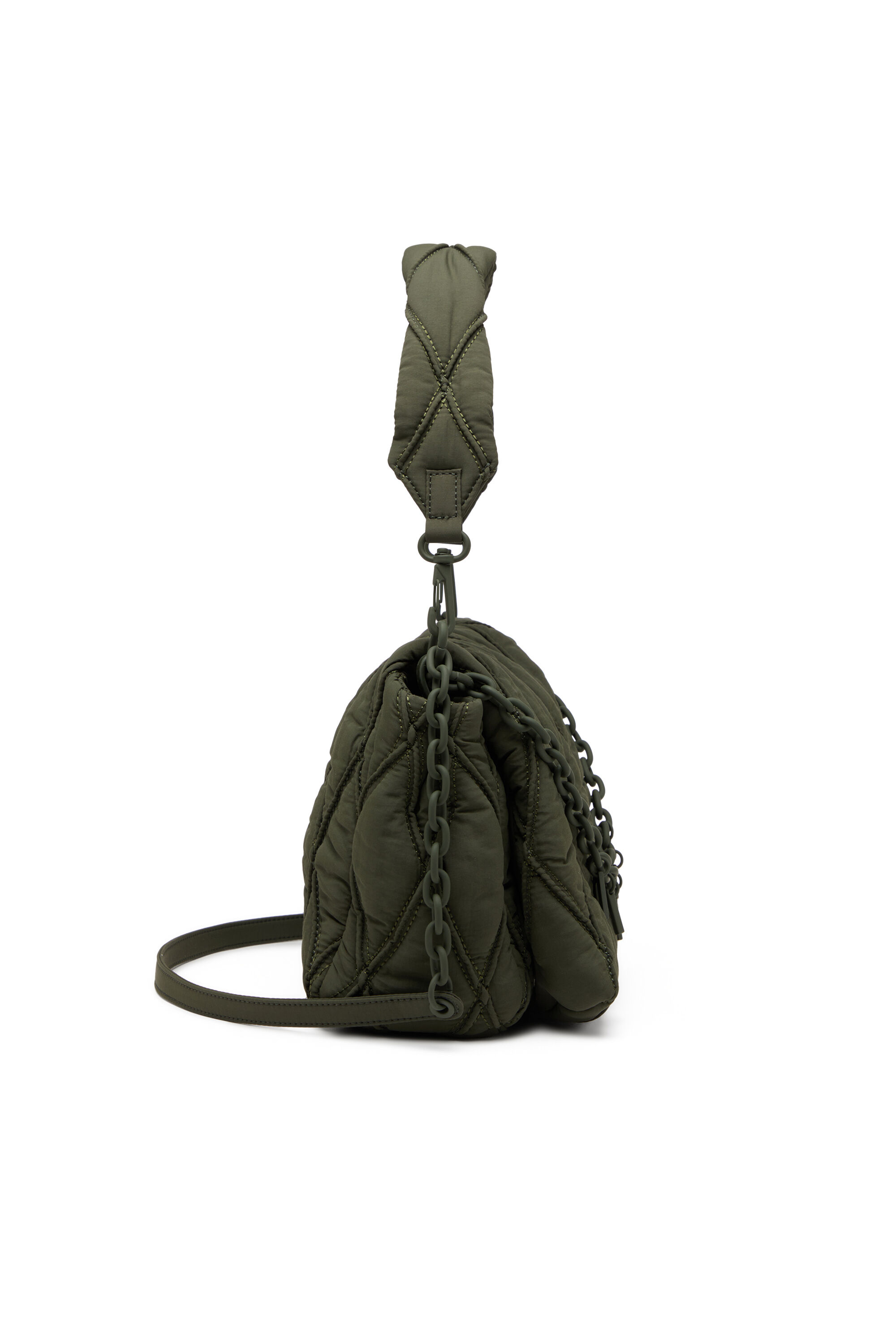 Diesel - CHARM-D SHOULDER M, Charm-D M-Sac à bandoulière en nylon matelassé Femme in Vert - 4