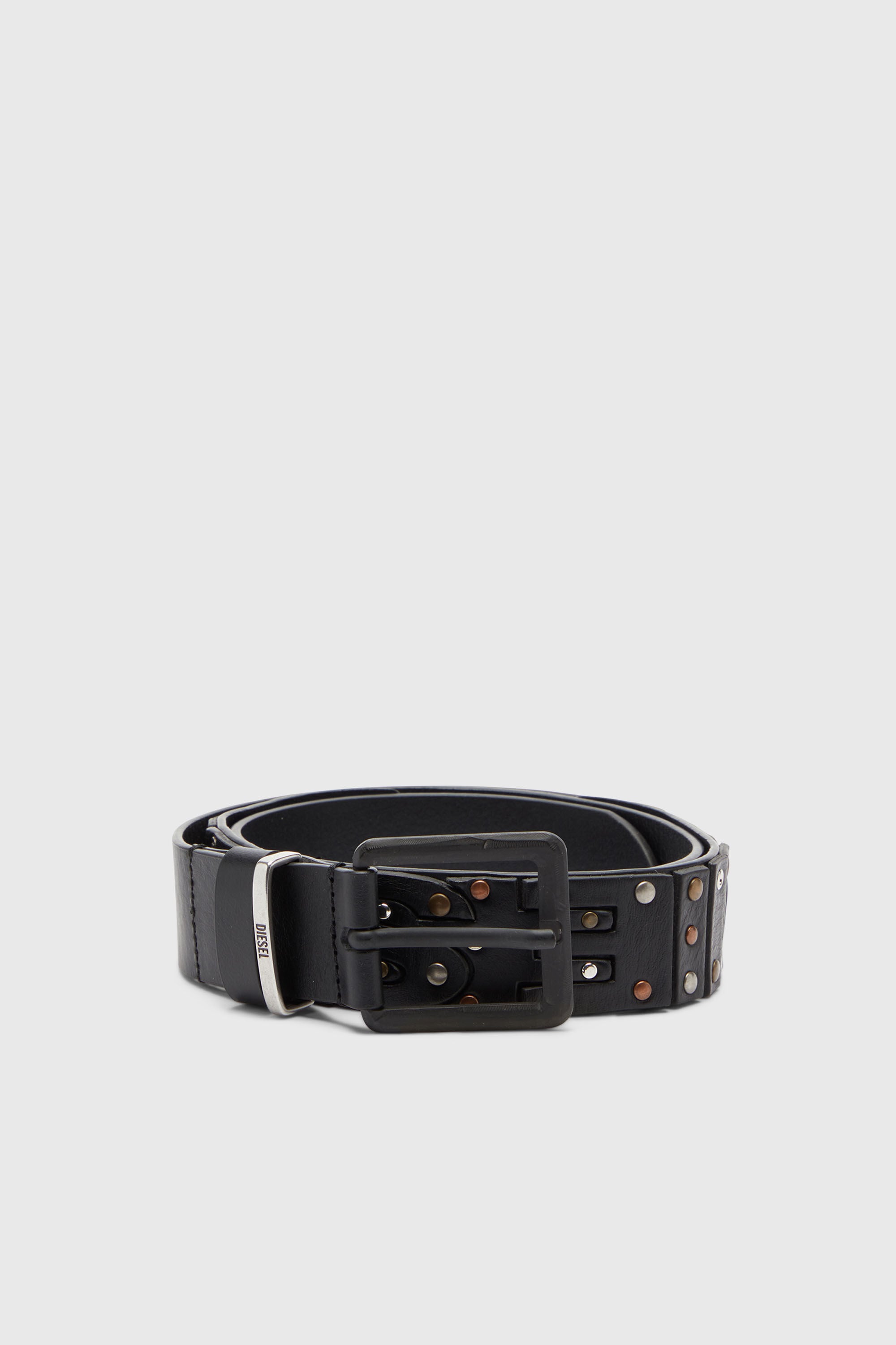 Diesel - B-DSL RIVETS, Ceinture 4 cm en cuir avec clous et rivets Mixte in Noir - 1