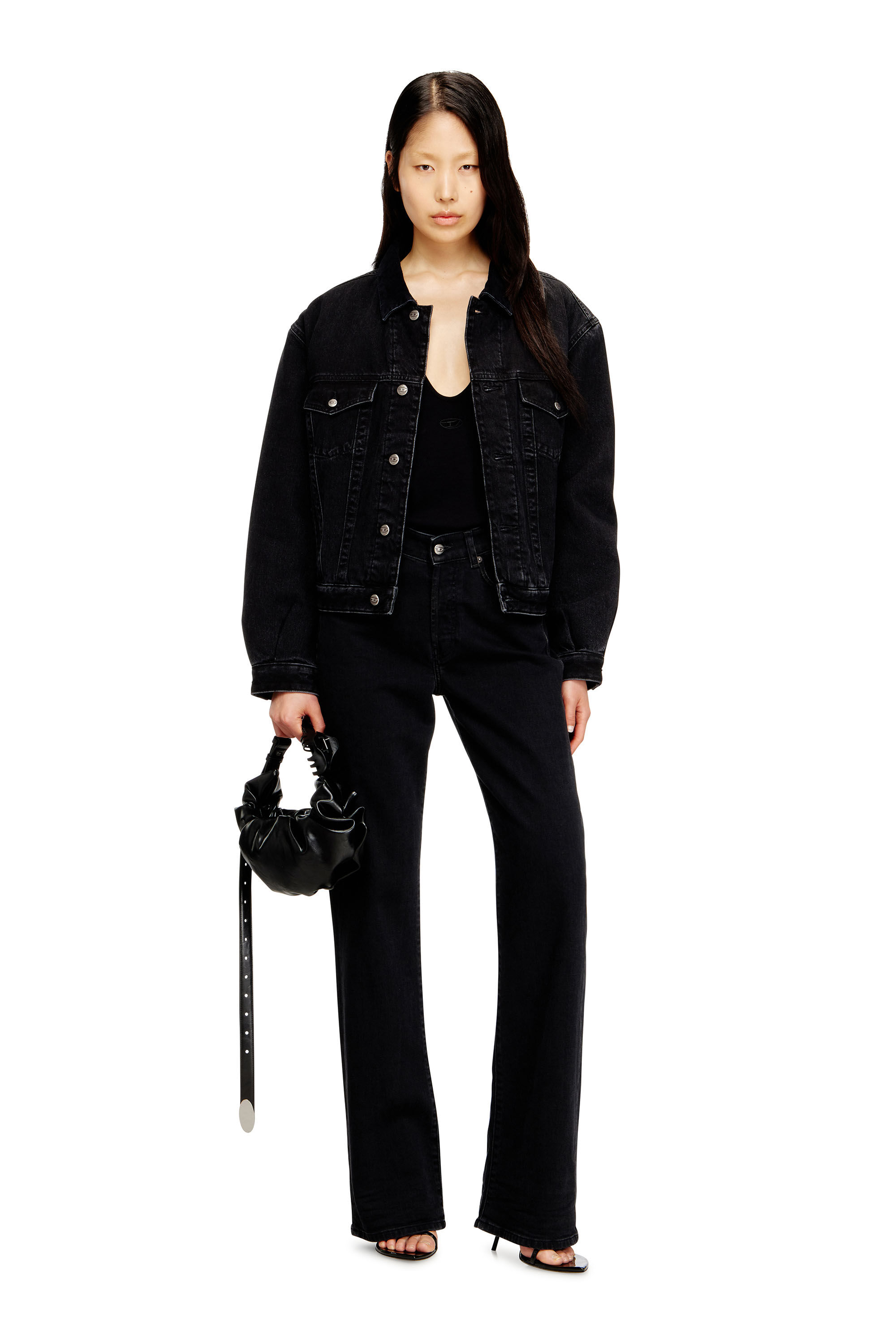 Diesel - D-RANGER-T, Veste rembourr&eacute;e de camionneur en denim Mixte in Noir - 7