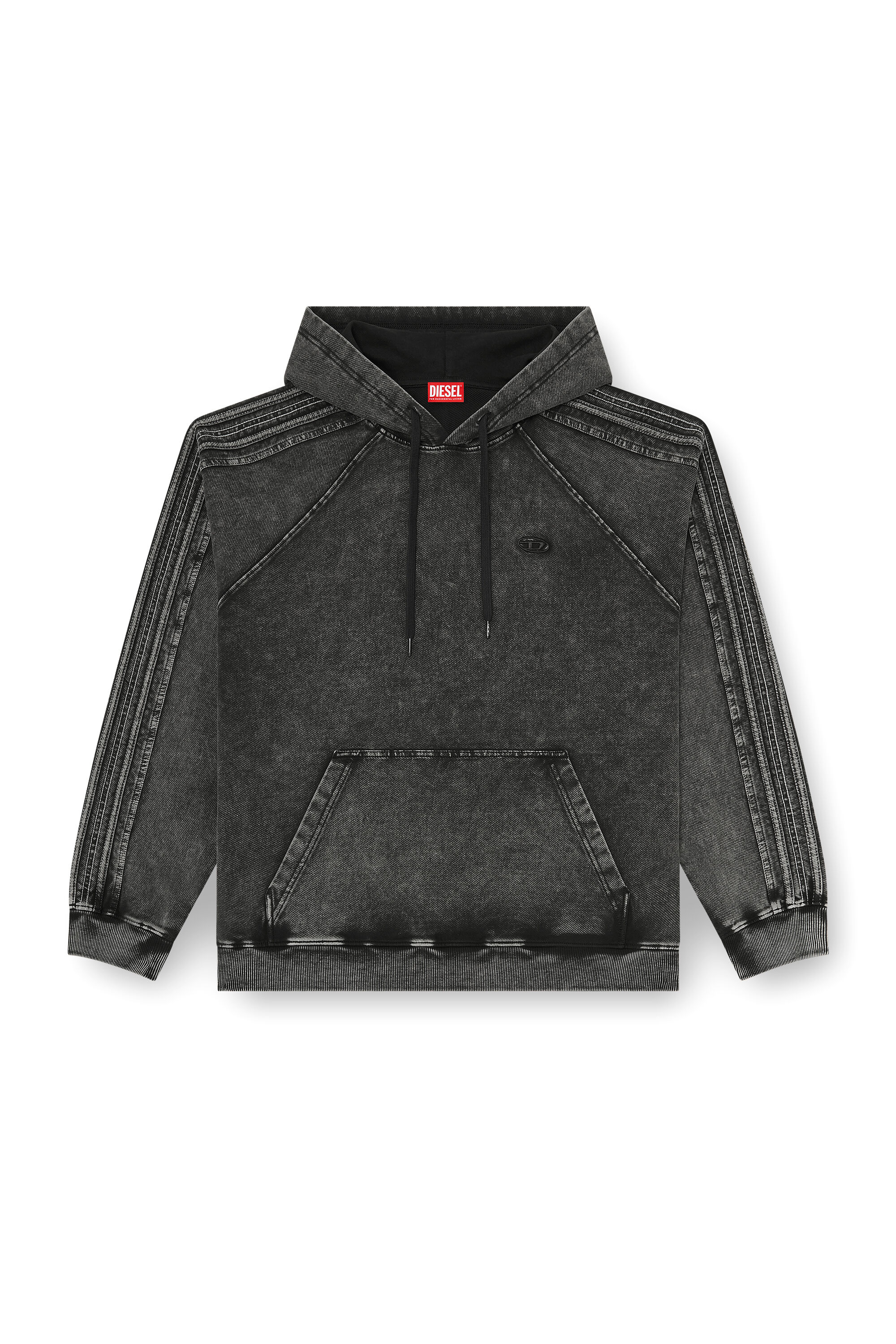 Diesel - S-ALTBOXT-HOOD, Sweat &agrave; capuche en coton lav&eacute; avec broderie Oval D Homme in Noir - 2