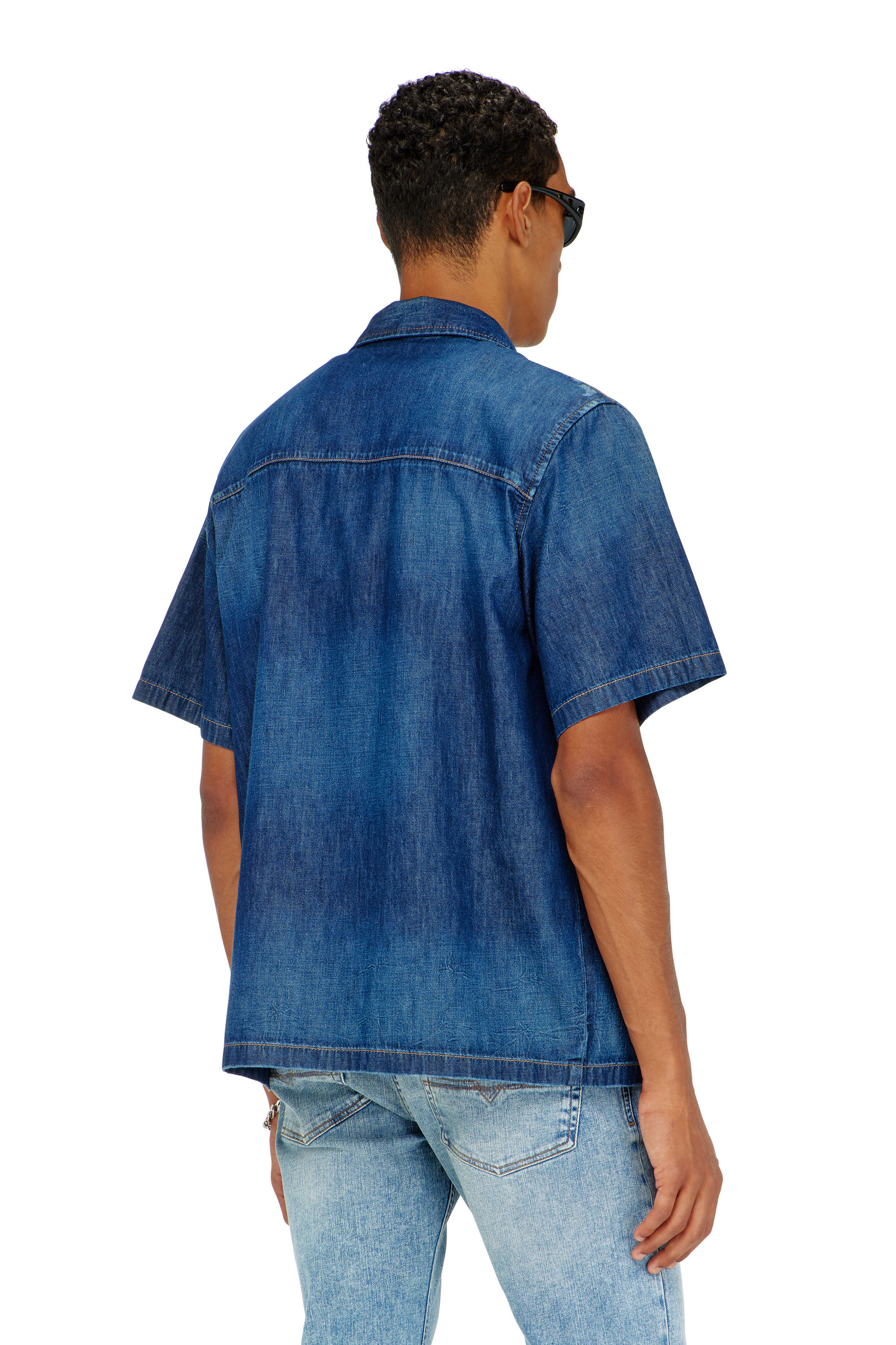 Diesel - D-NABIL-D, Chemise &agrave; manches courtes en denim Homme in Bleu - 4