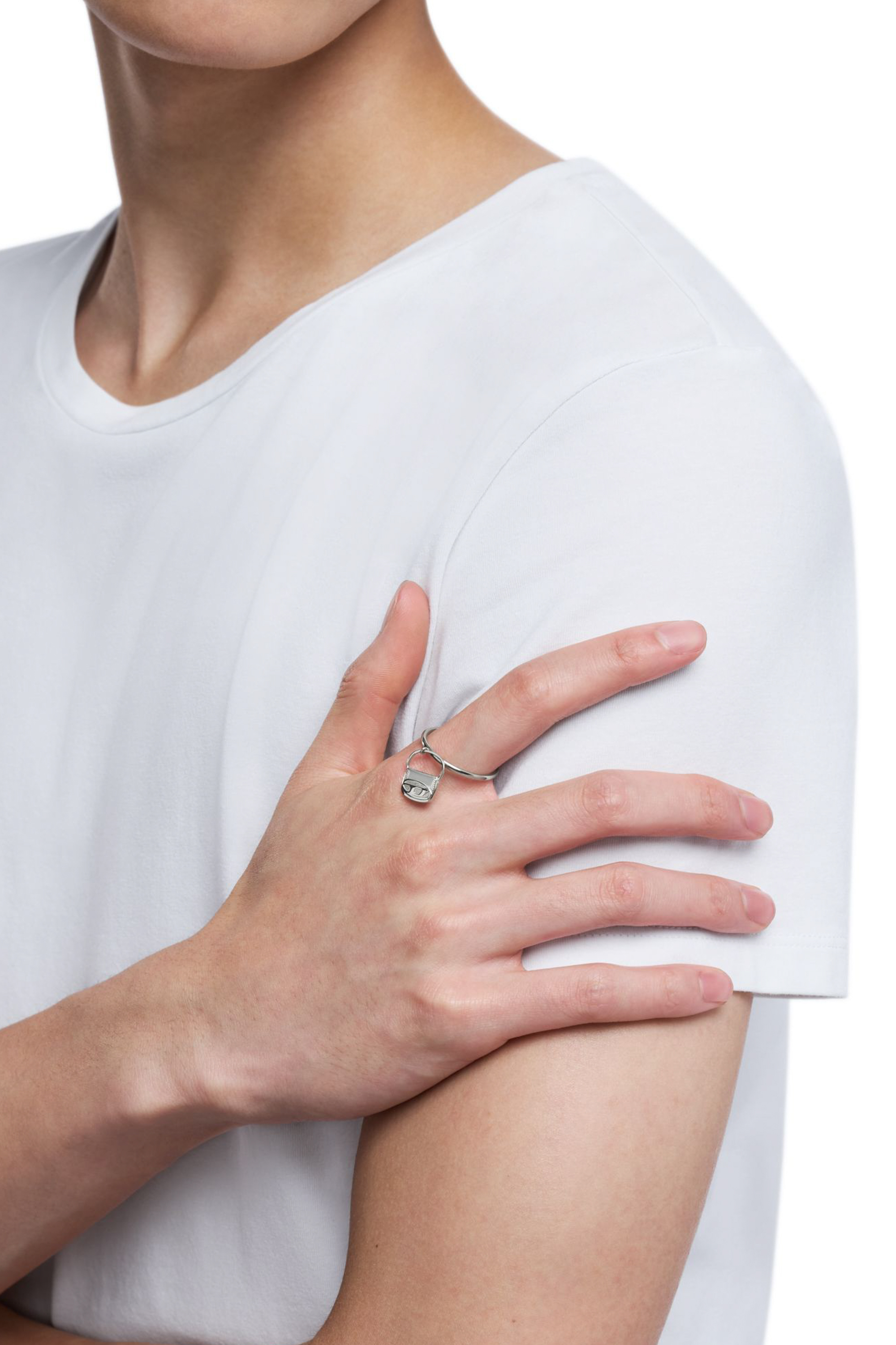 Diesel - DX1619040 JEWELLERY, Bague breloque sac 1DR en acier inoxydable Mixte in Gris argenté - 5