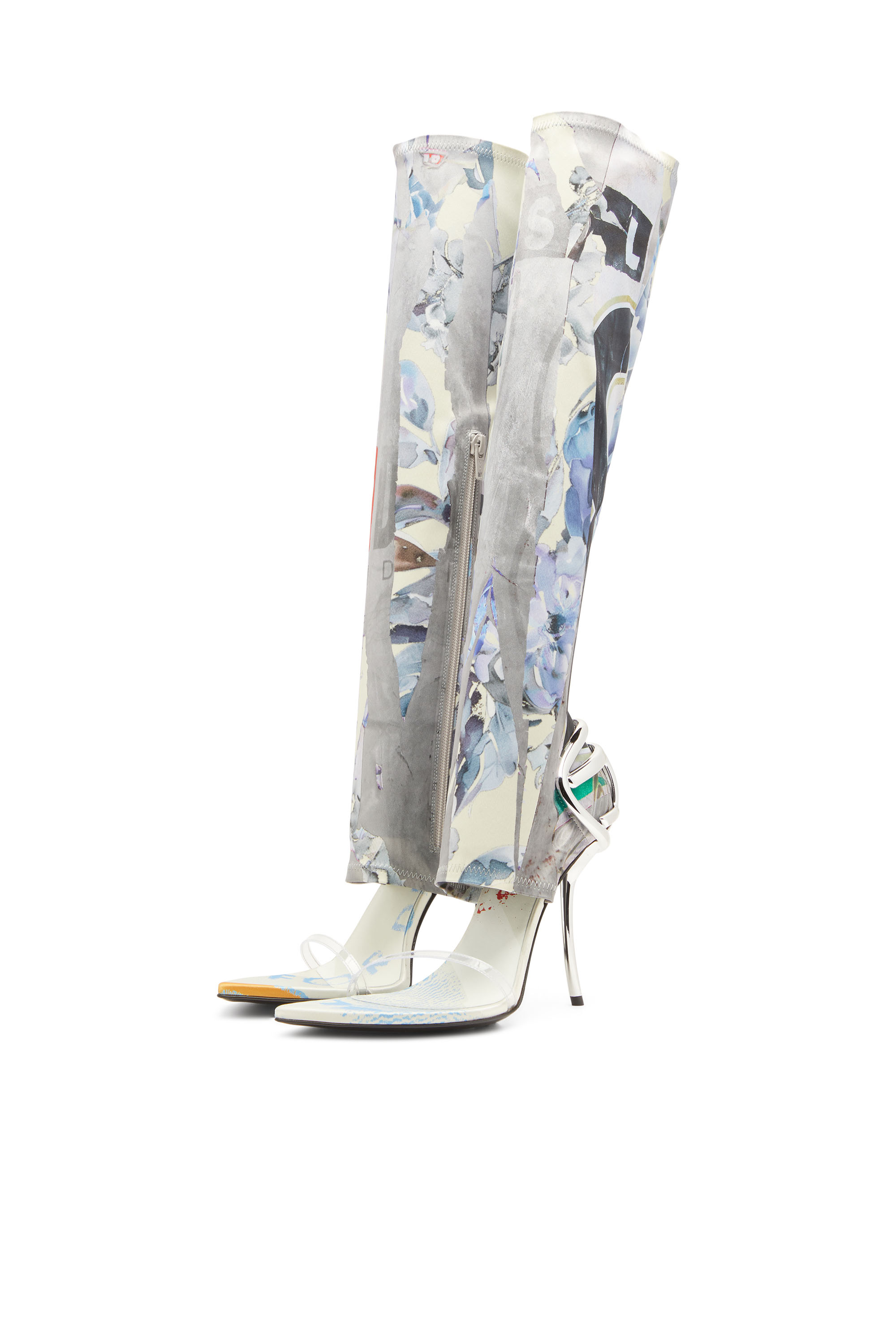 Diesel - D-TEN&HALF SDL KB, Woman's D-Ten&Half-Hybrid sandals with graphic print in White/Blue - 7