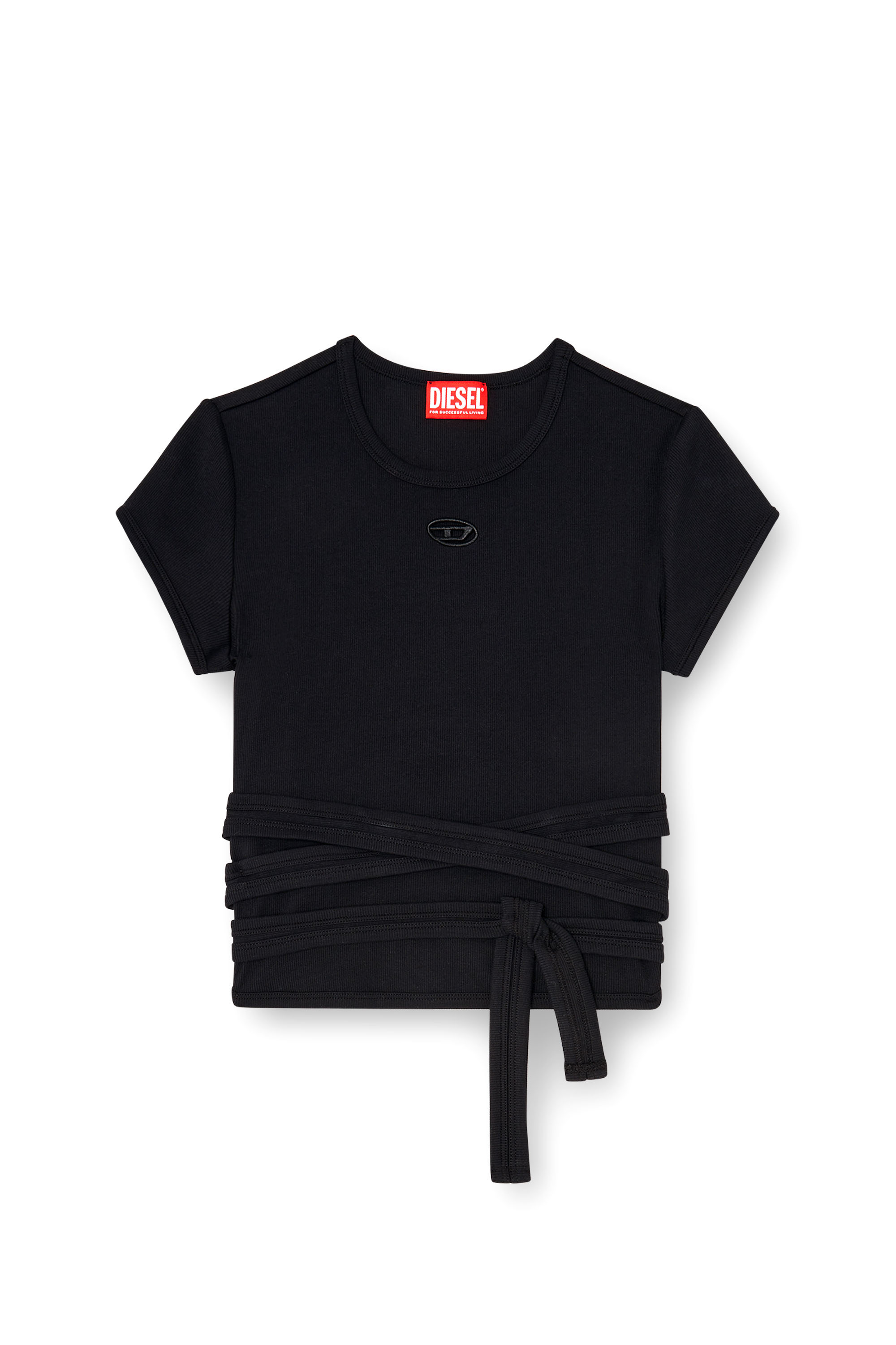 Diesel - T-BUNNY-TAIL-S1, Haut c&ocirc;tel&eacute; avec lacets enveloppants Femme in Noir - 3