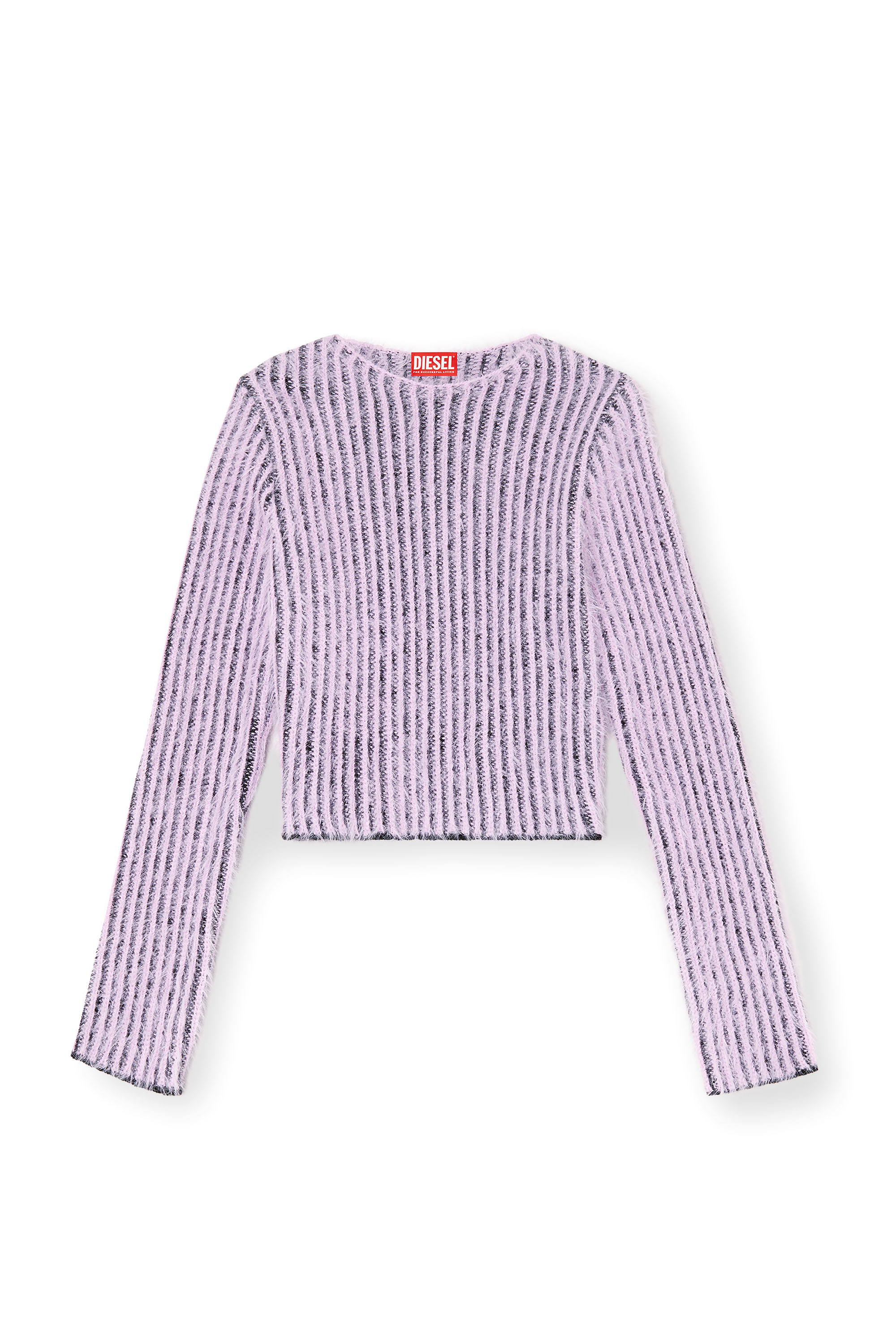 Diesel - M-TIGRE, Pull rayé en laine mélangée duveteuse Femme in Violet - 3