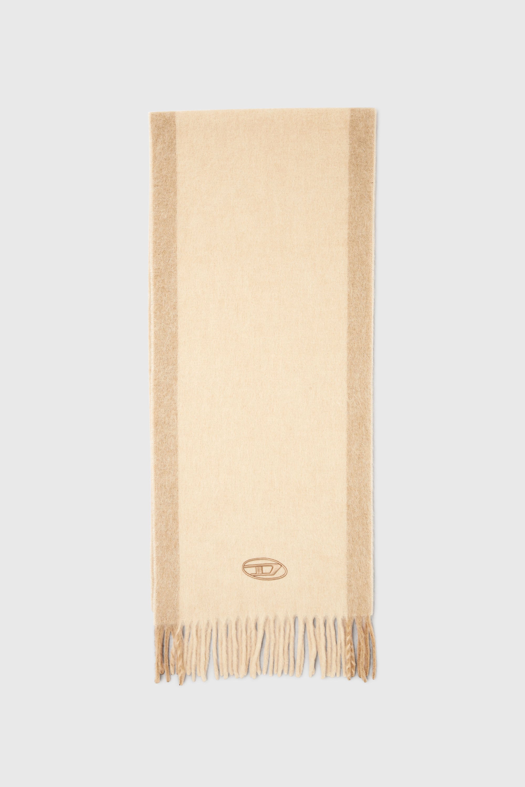 Diesel - S-OLID, &Eacute;charpe en m&eacute;lange de laine avec rayures contrast&eacute;es Homme in Beige - 1