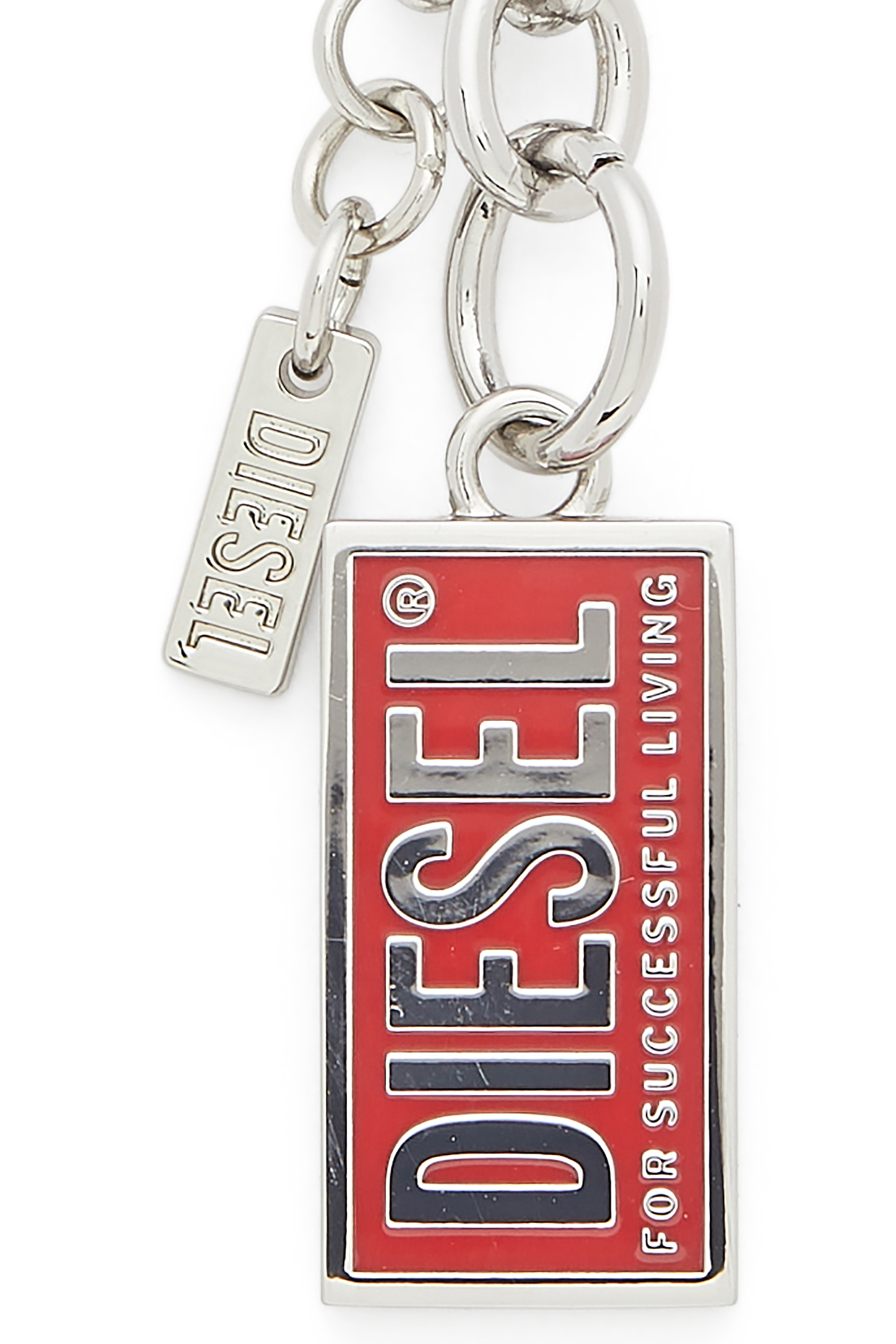 Diesel - CHARM-BISCOTTO, Porte-cl&eacute;s en m&eacute;tal avec pendentif logo Biscotto Femme in Gris argent&eacute; - 3