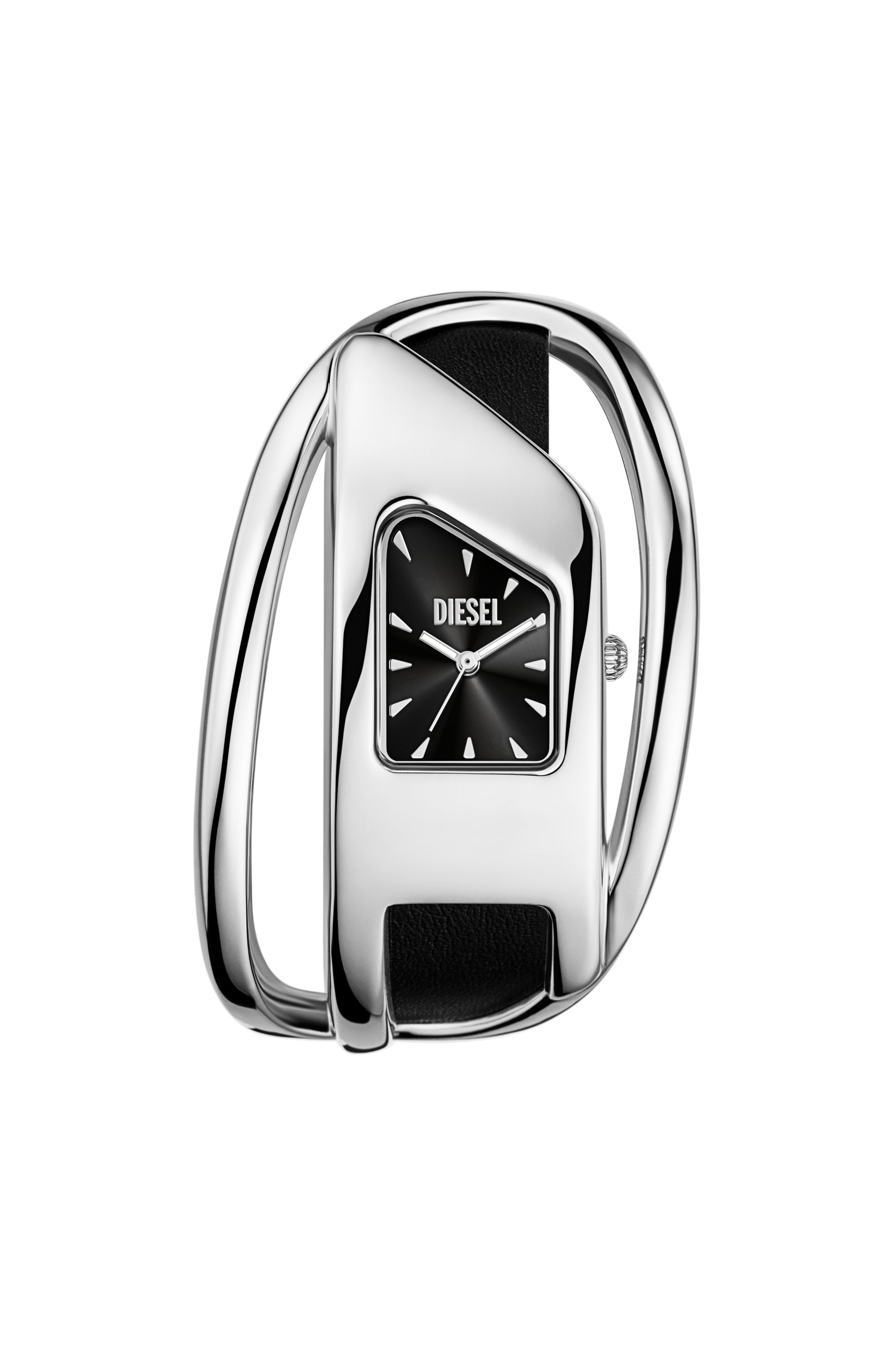 Diesel - DZ5627 WATCH, Montre Wrap-D en cuir noir Femme in Gris argenté - 1