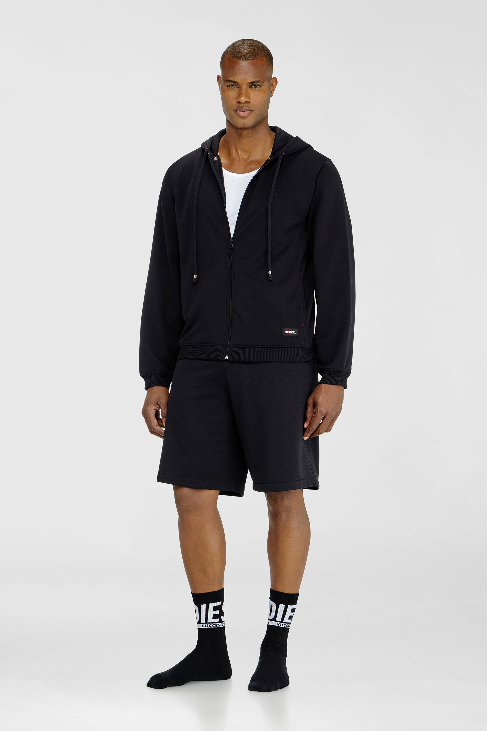 Diesel - JOY-D-CORE, Sweat &agrave; capuche en m&eacute;lange de coton gratt&eacute; Homme in Noir - 2