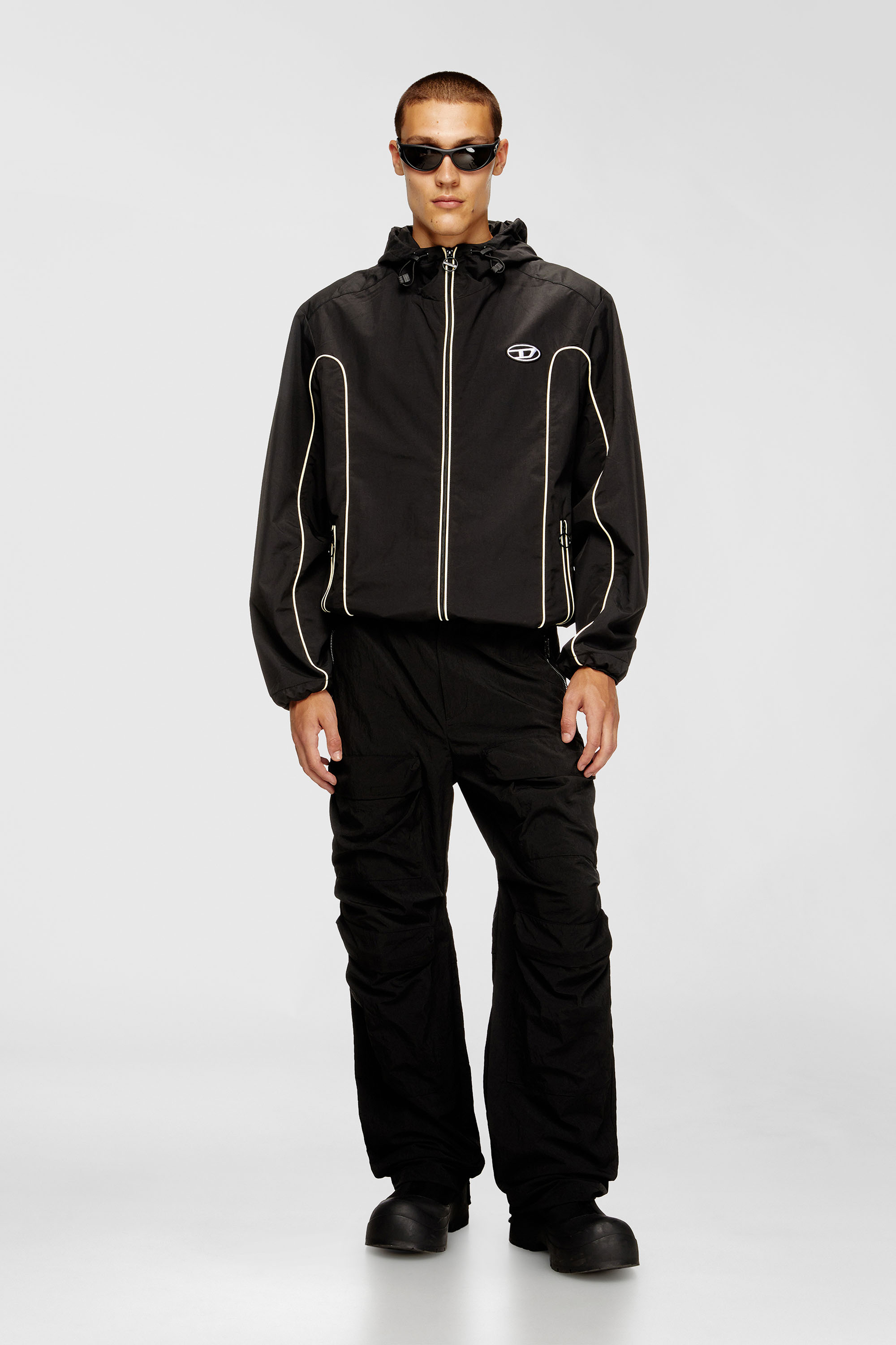 Diesel - J-HIVES, Coupe-vent avec passepoil contrast&eacute; Homme in Noir - 2
