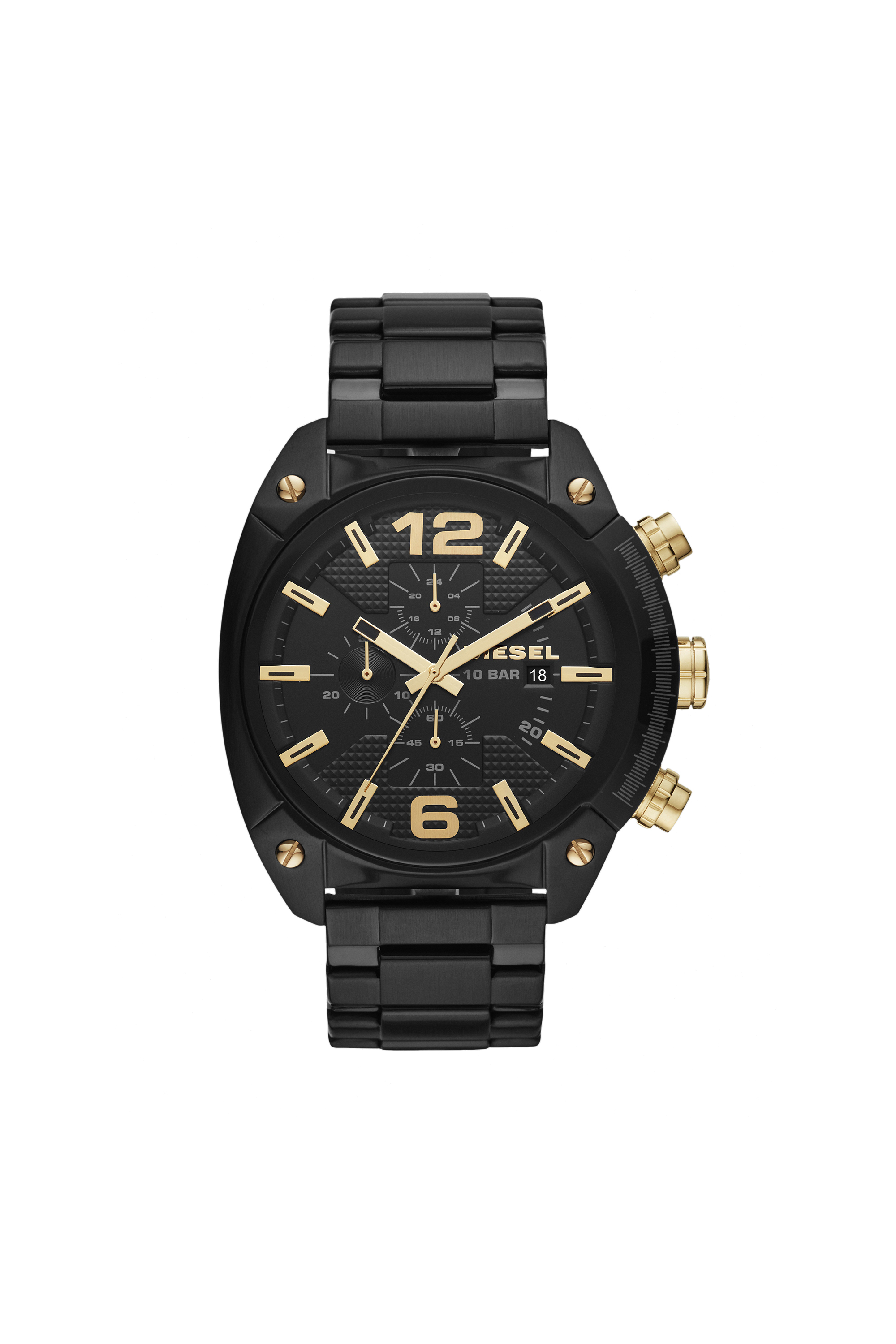 Diesel - DZ4504, Overflow montre en acier inoxydable noir Homme in Noir - 1