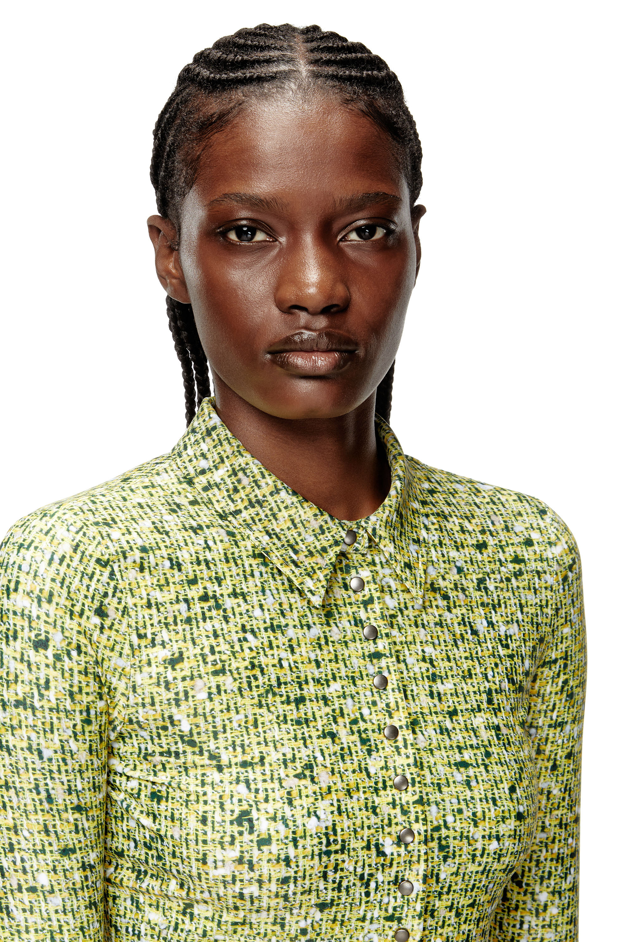 Diesel - C-ELAZ-BC, Chemise en tissu stretch avec imprimé bouclé Femme in Jaune - 5