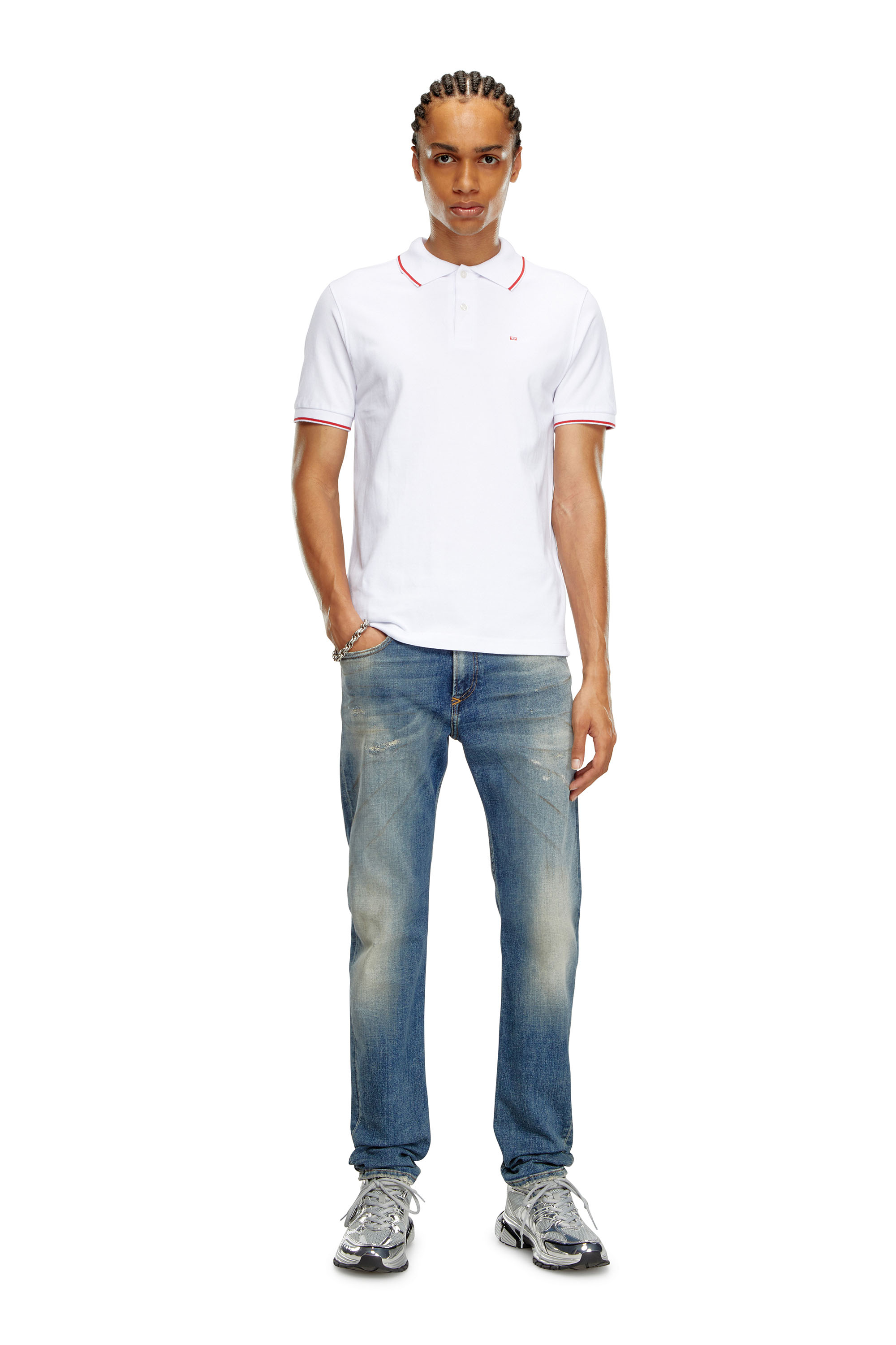 Diesel - T-FERRY-MICRODIV, Man Polo shirt with micro Diesel embroidery in White - Image 3