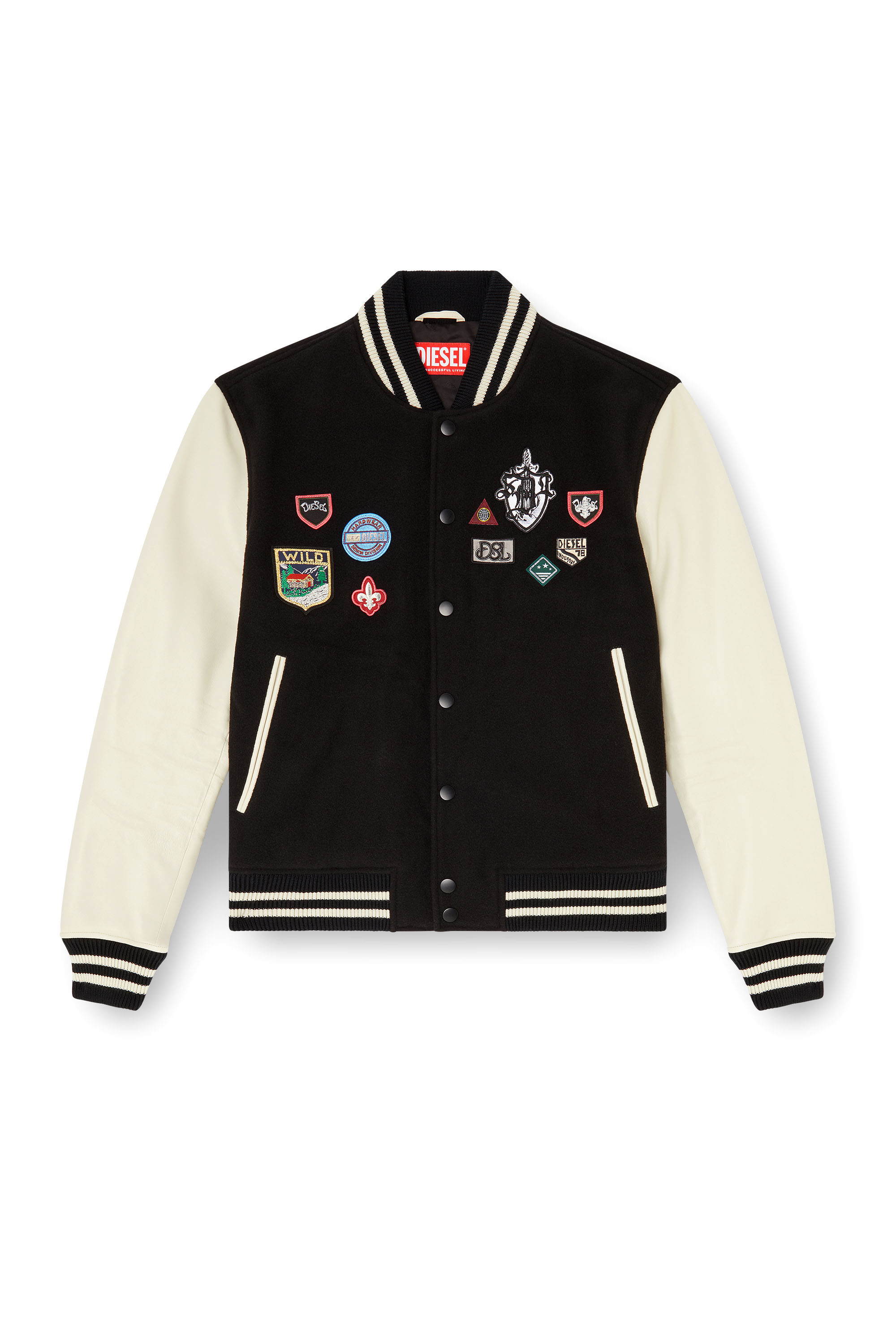 Diesel - L-ARRY-PATCH, Blouson en laine et cuir avec patchs Homme in Polychrome - 2