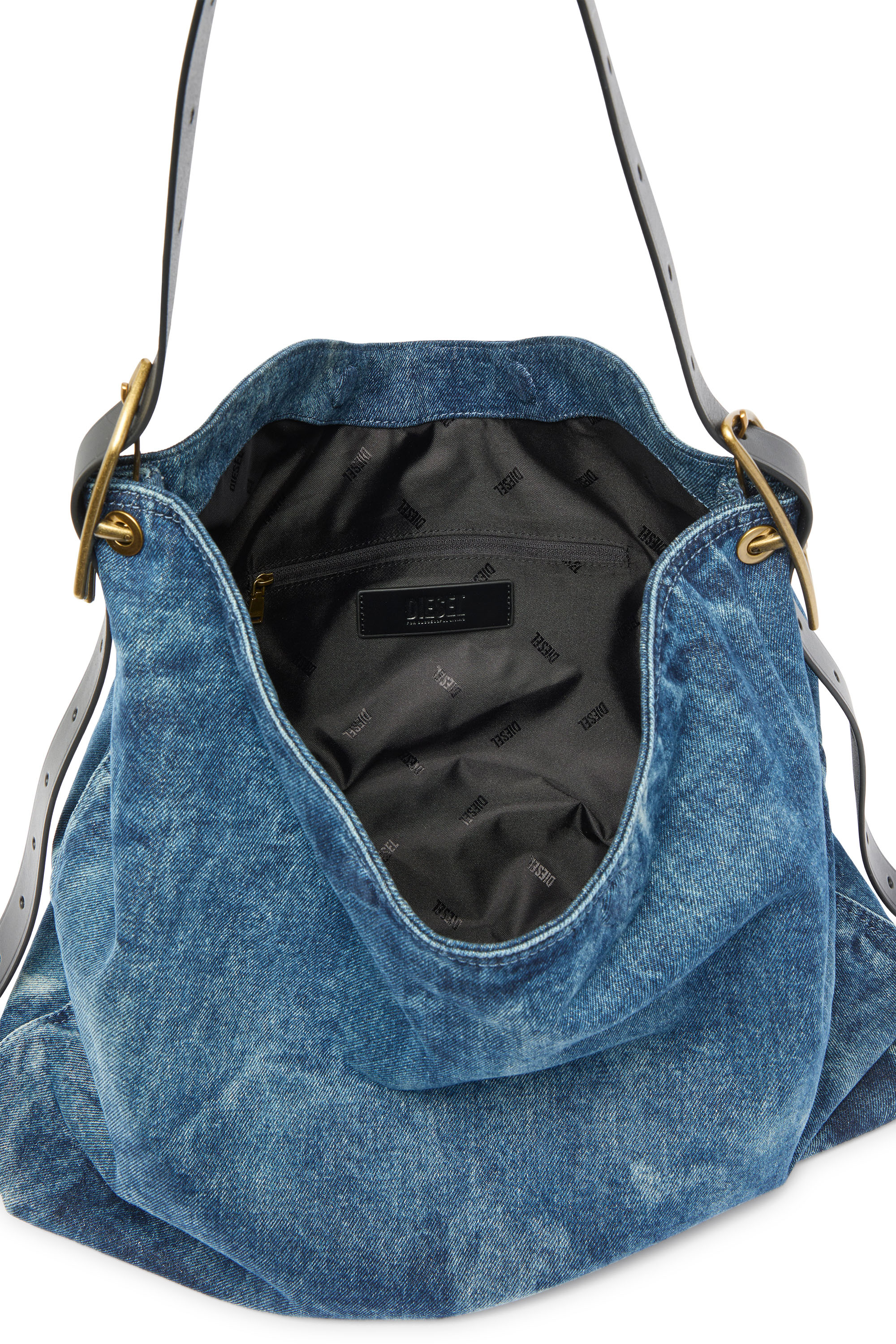 Diesel - D-LINE HOBO L, D-Line-Sac hobo en denim Femme in Bleu - 6