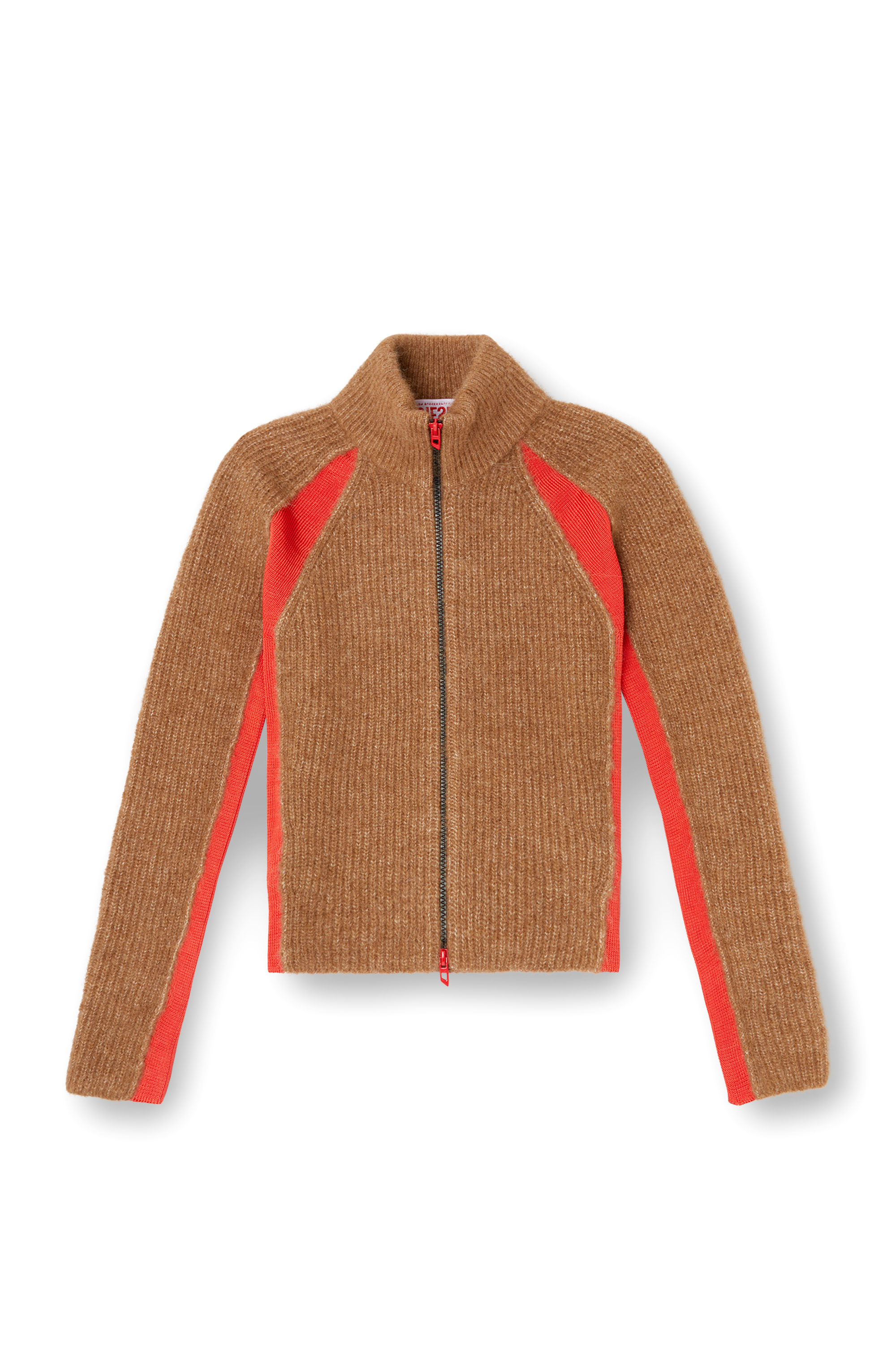Diesel - M-LOUISE, Cardigan en mélange d'alpaga avec inserts contrastants Femme in Marron - 3