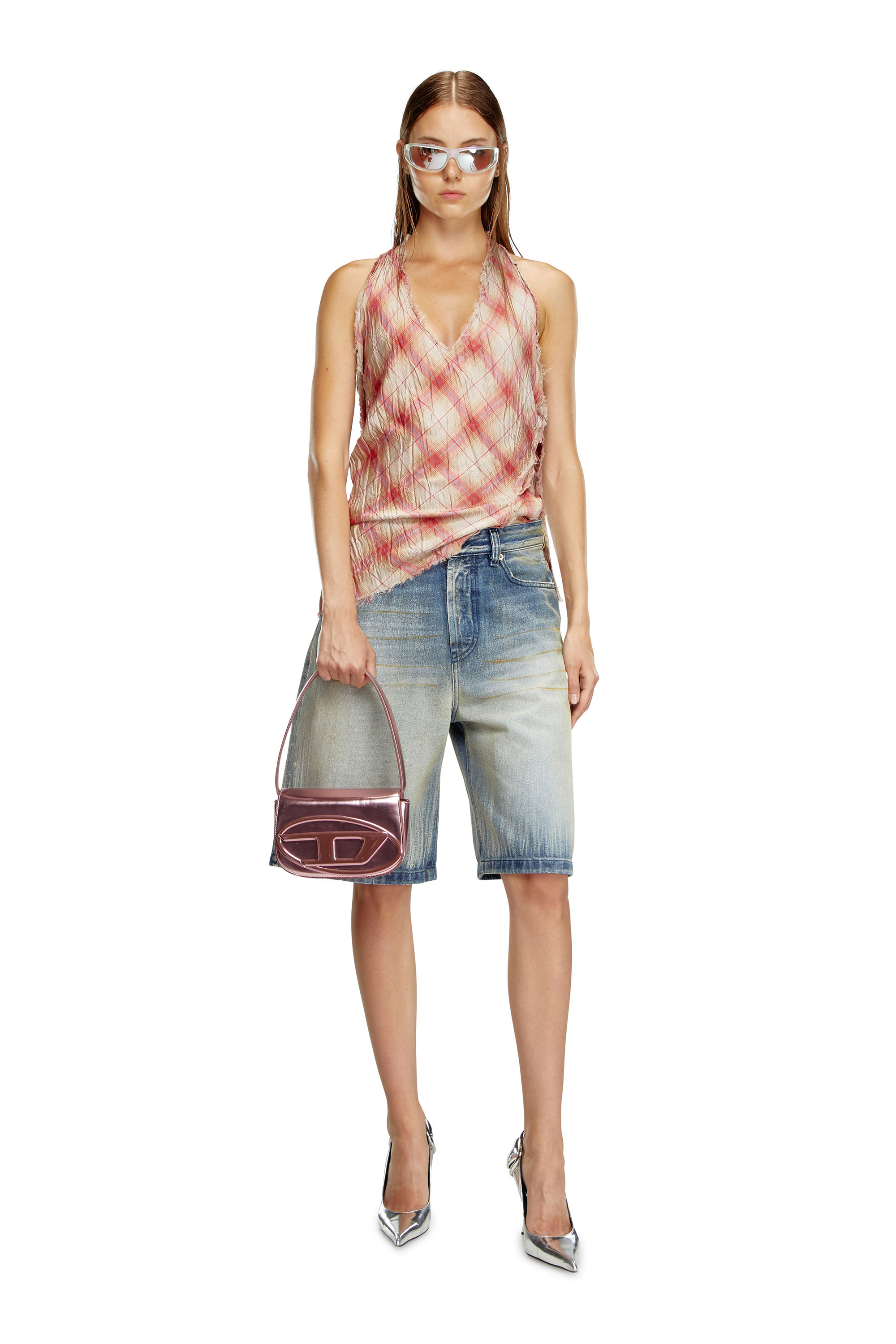 Diesel - 1DR, 1DR-Sac iconique à bandoulière en cuir effet miroir Femme in Rose - 6