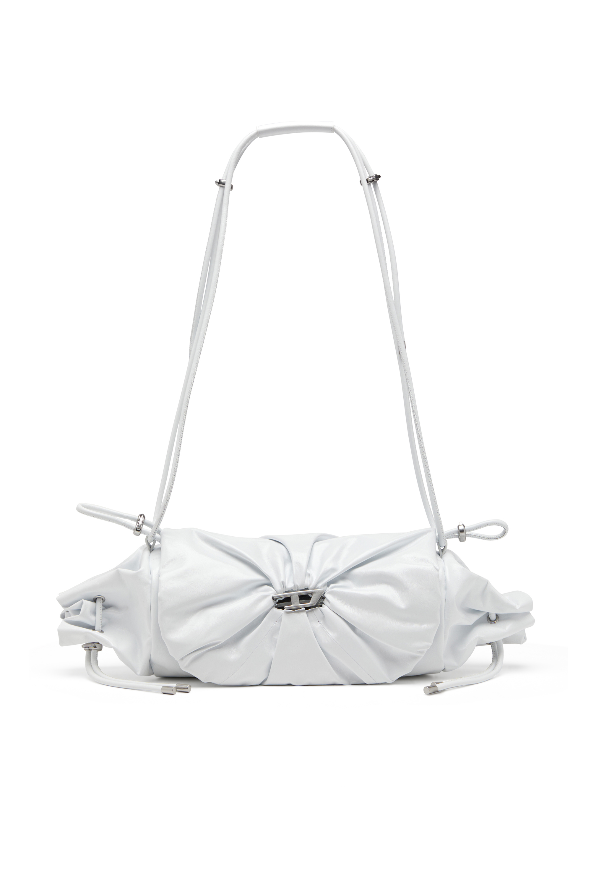 Diesel - SCRUNCH-D SHOULDER M, Scrunch-D M-Sac à bandoulière en cuir brillant Femme in Blanc - 1