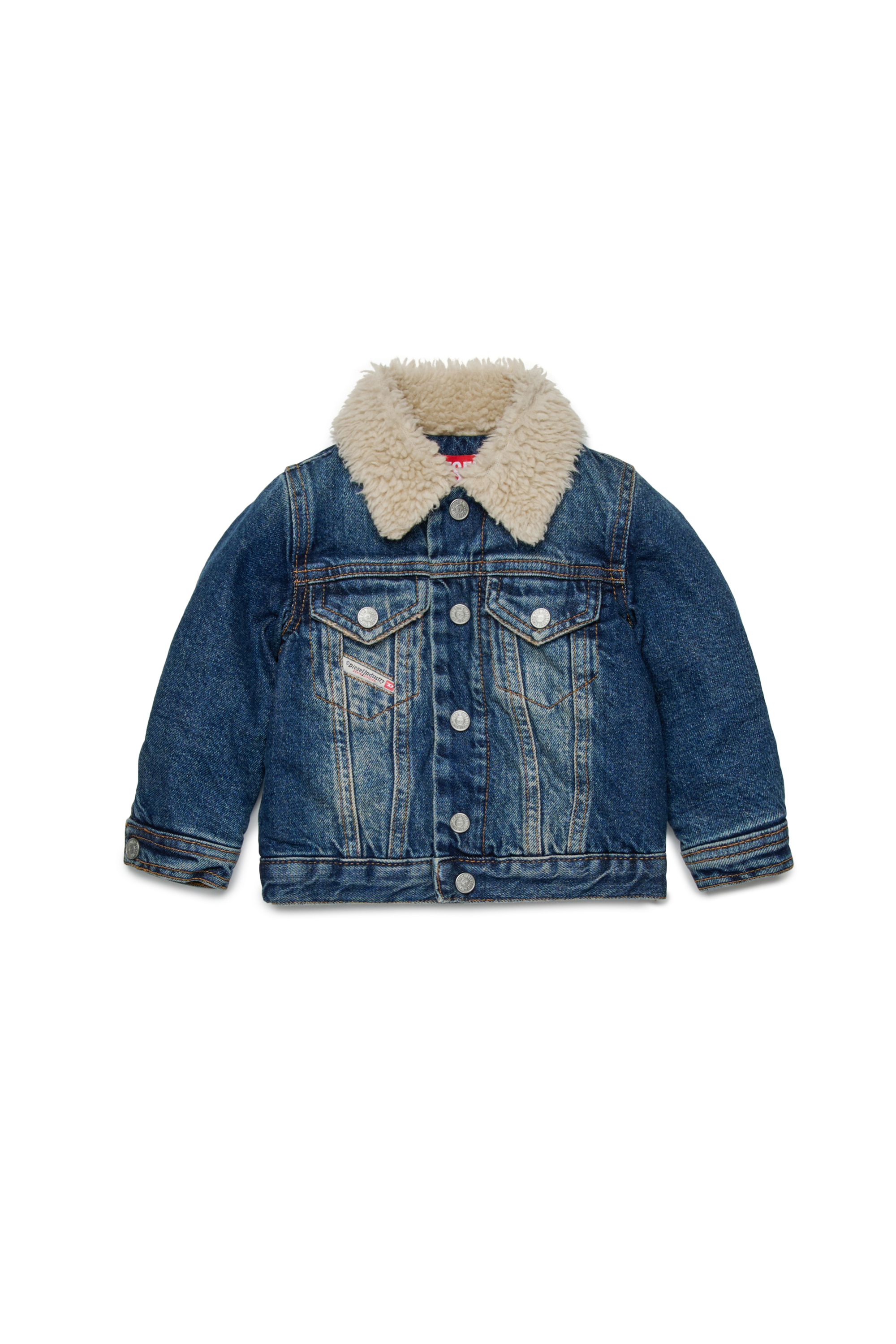 Diesel - JESKI-B, Veste en denim avec col en peluche Homme in Bleu - 1
