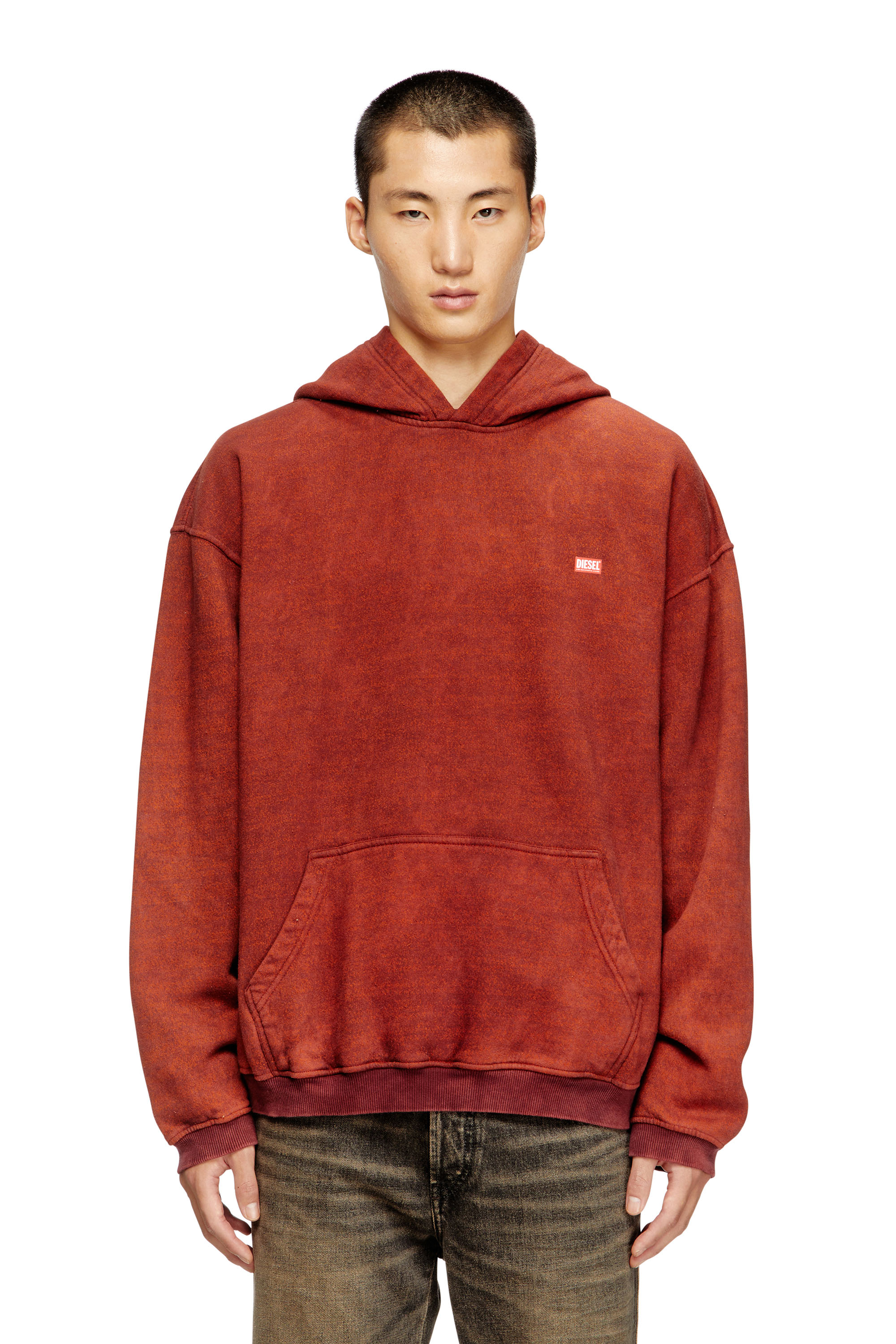 Diesel - S-KAI, Sweat à capuche en coton avec poche kangourou Homme in Marron - 3