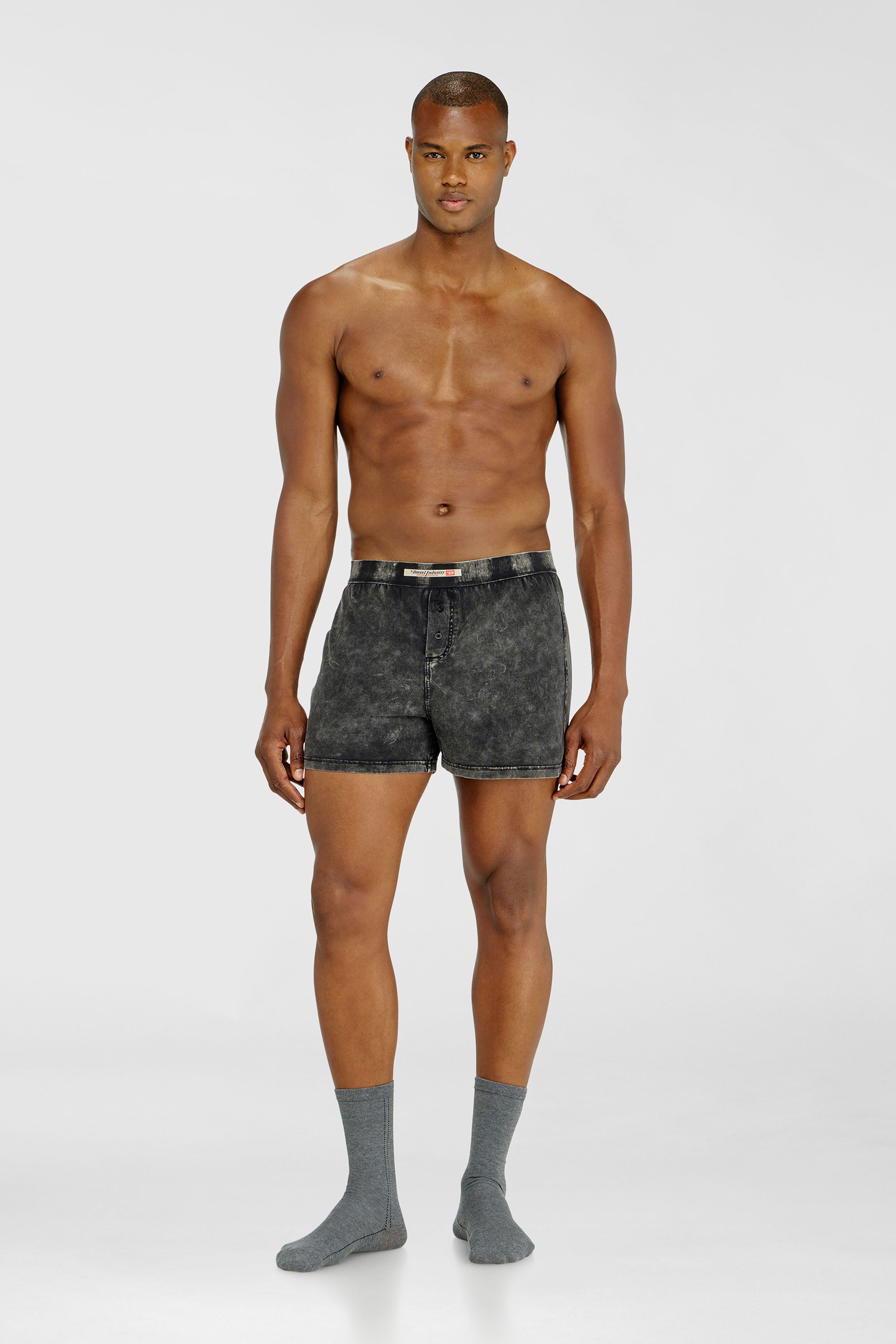 Diesel - STARPER-EL-DNM, Boxer en coton effet denim Homme in Gris - 1
