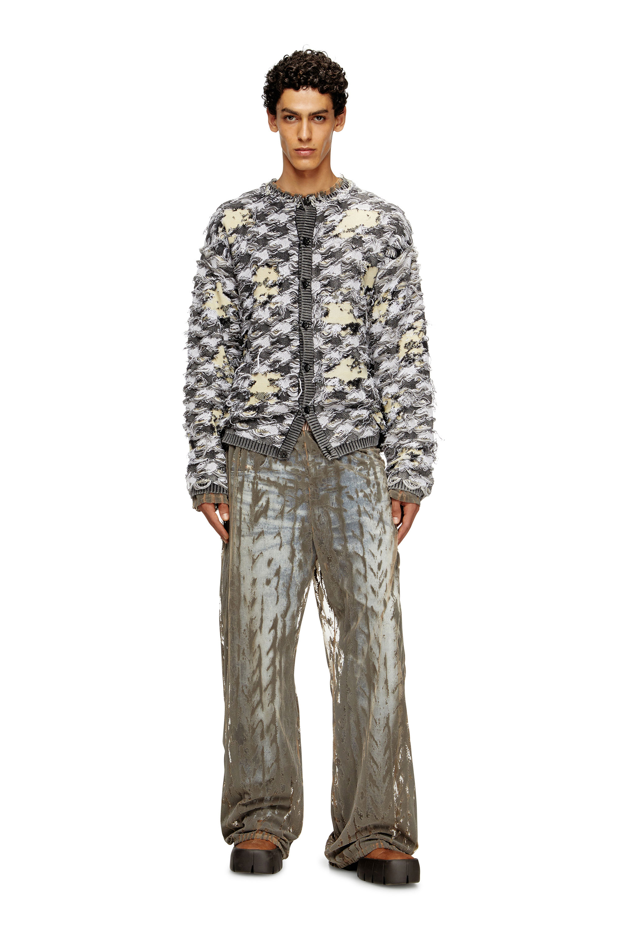 Diesel - K-VALBOR, Gilet en jacquard pied-de-poule dévoré Homme in Polychrome - 2