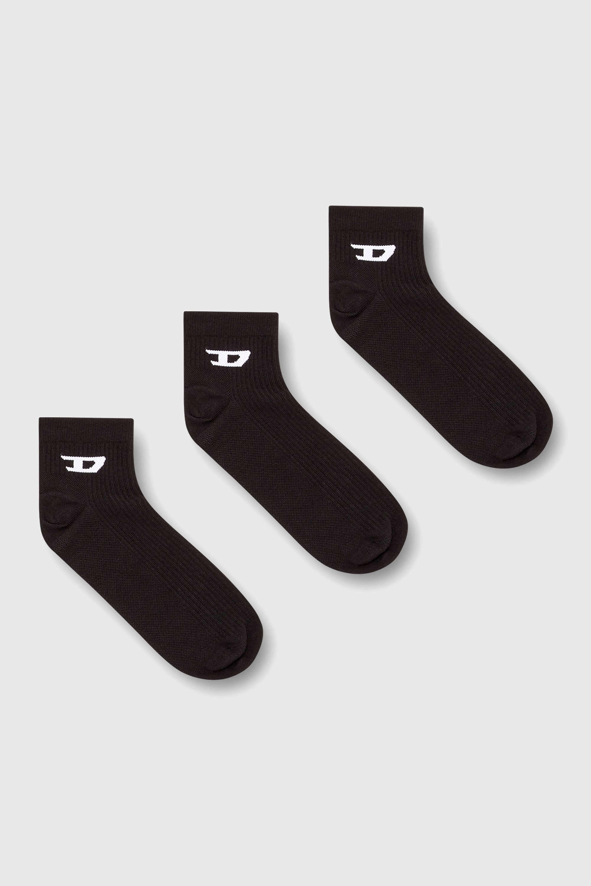 Diesel - SKM-D-ANKLE -9, Lot de trois socquettes avec logo D Homme in Noir - 1