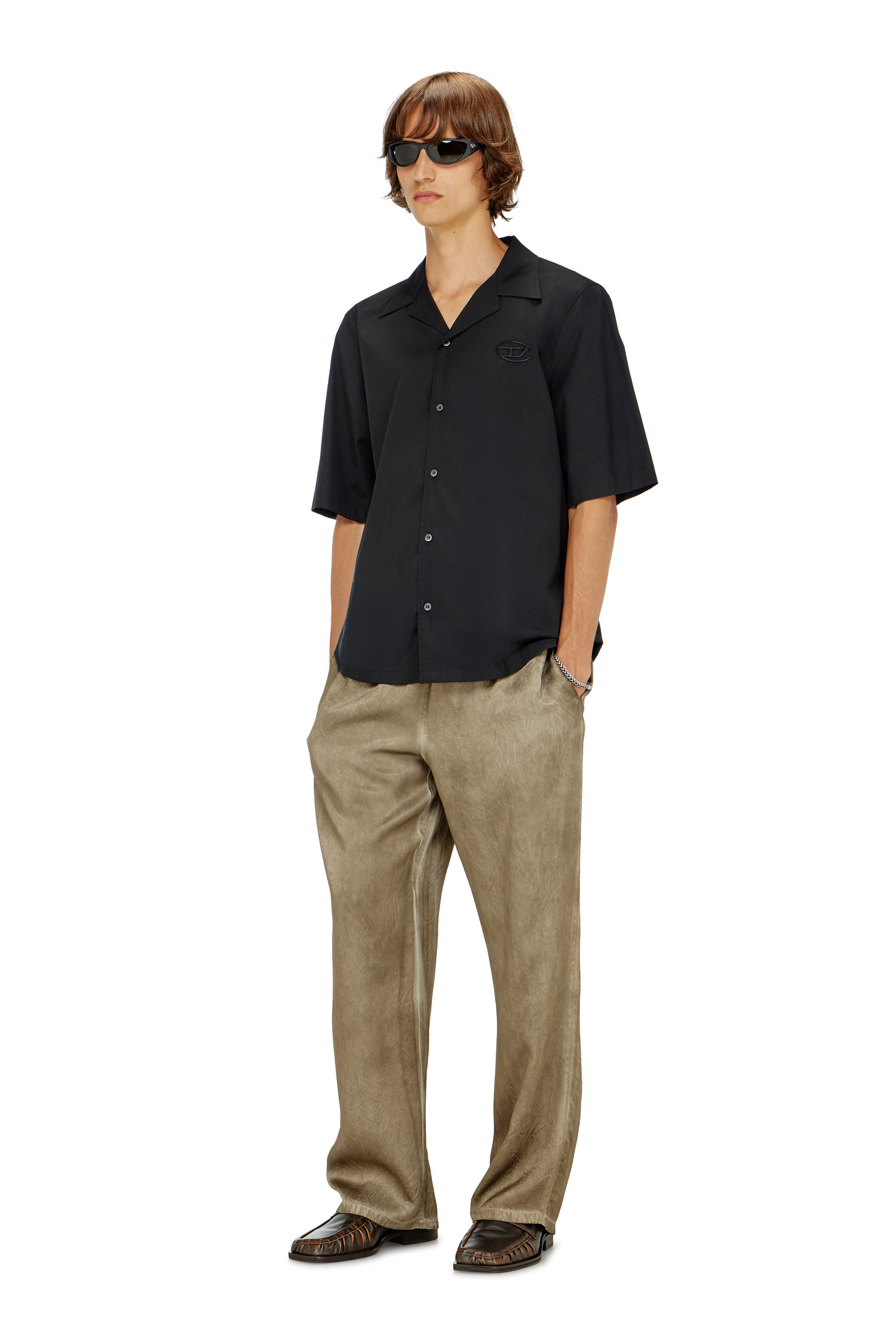 Diesel - S-MAC-GSBH, Chemise en popeline stretch avec broderie Oval D Homme in Noir - 2