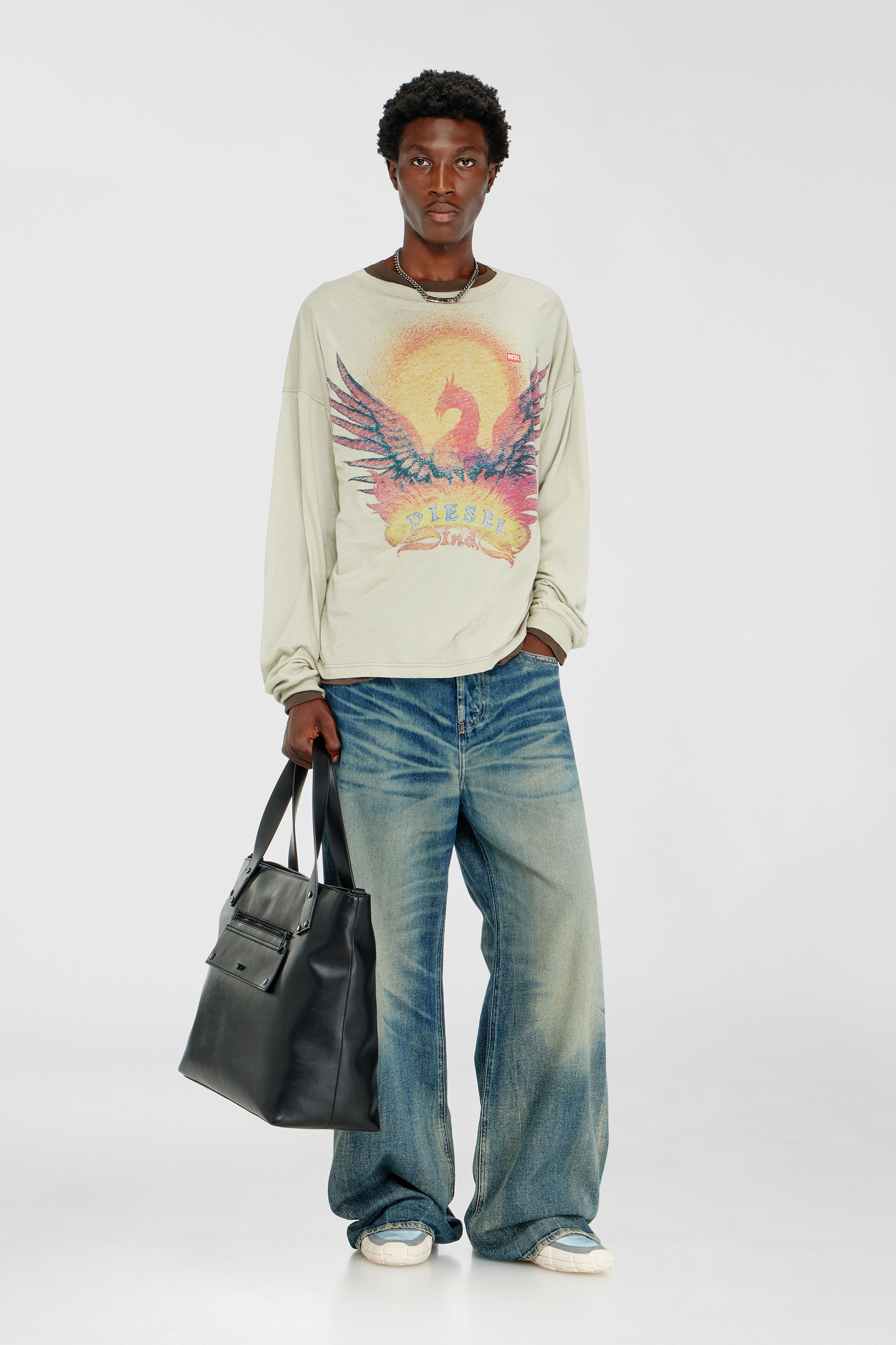 Diesel - T-BOXT-LS-AA1, T-shirt &agrave; manches longues avec motif Phoenix Homme in Beige - 2