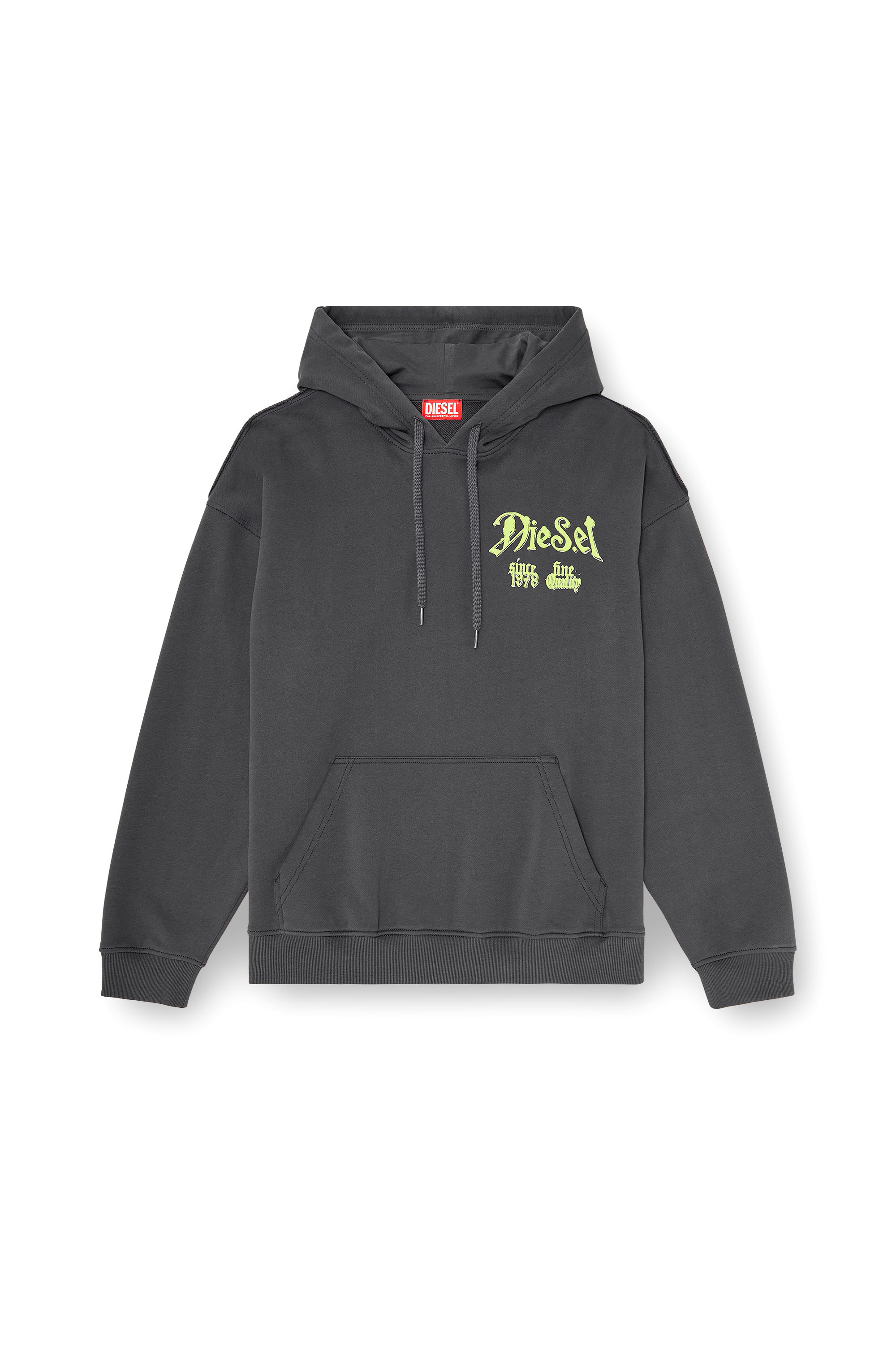 Diesel - S-BOXT-HOOD-AA2, Sweat &agrave; capuche en coton avec graphismes floqu&eacute;s Homme in Gris - 3