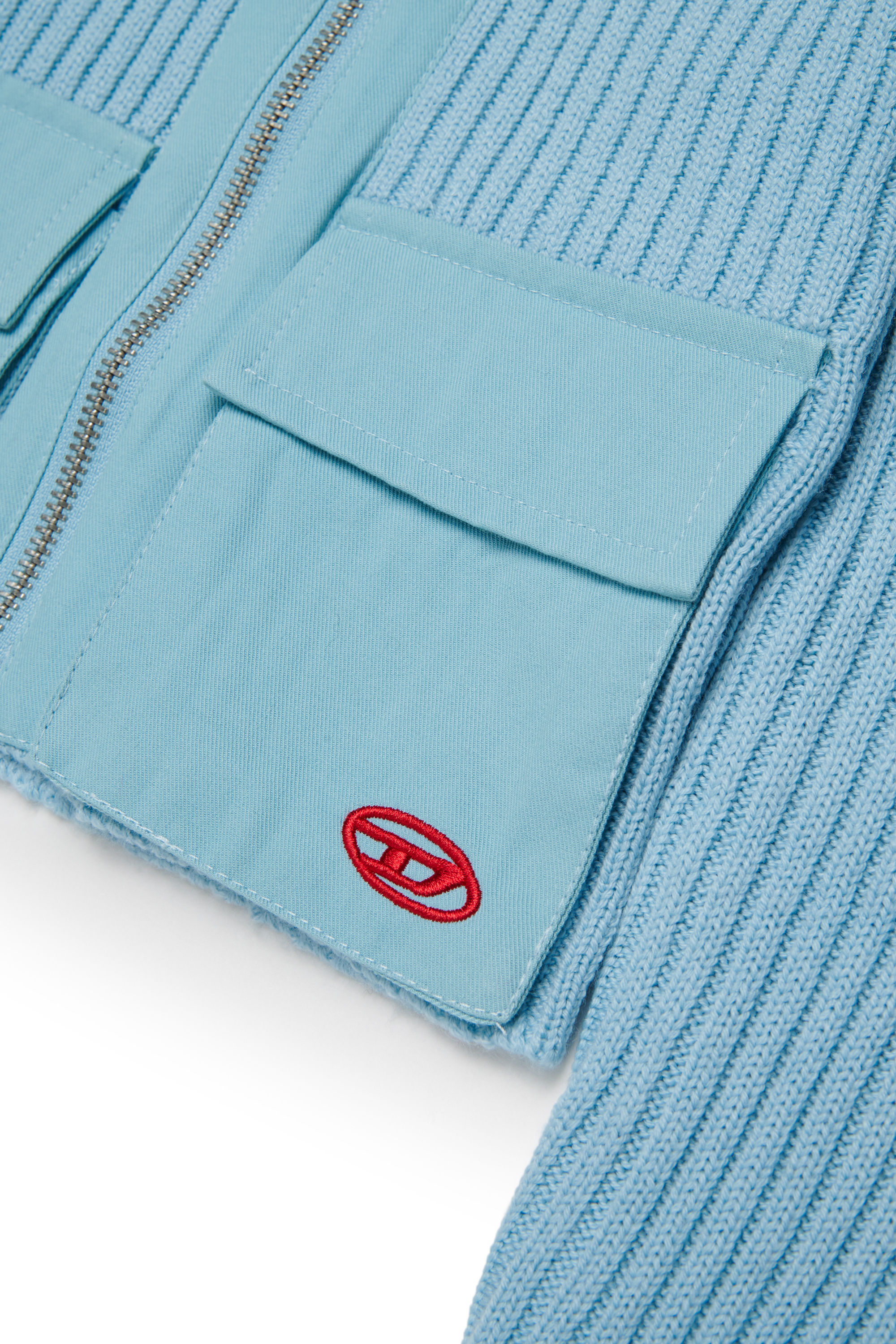 Diesel - KAMMY, Gilet zipp&eacute; en laine m&eacute;lang&eacute;e avec poches Femme in Bleu - 4