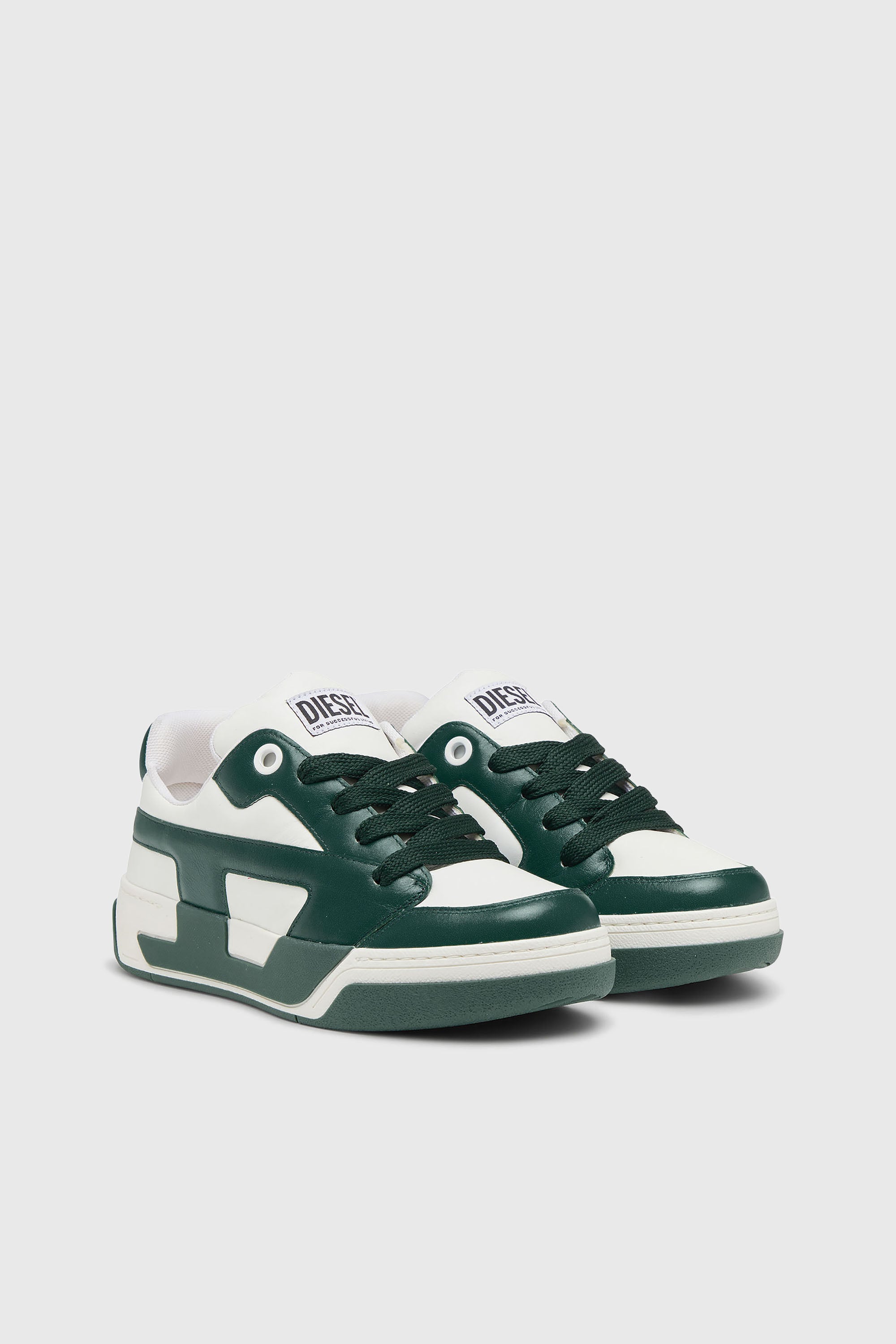 Diesel - S-D-OLLIE LOW, D-Ollie-Baskets en cuir bicolore Homme in Blanc - 2