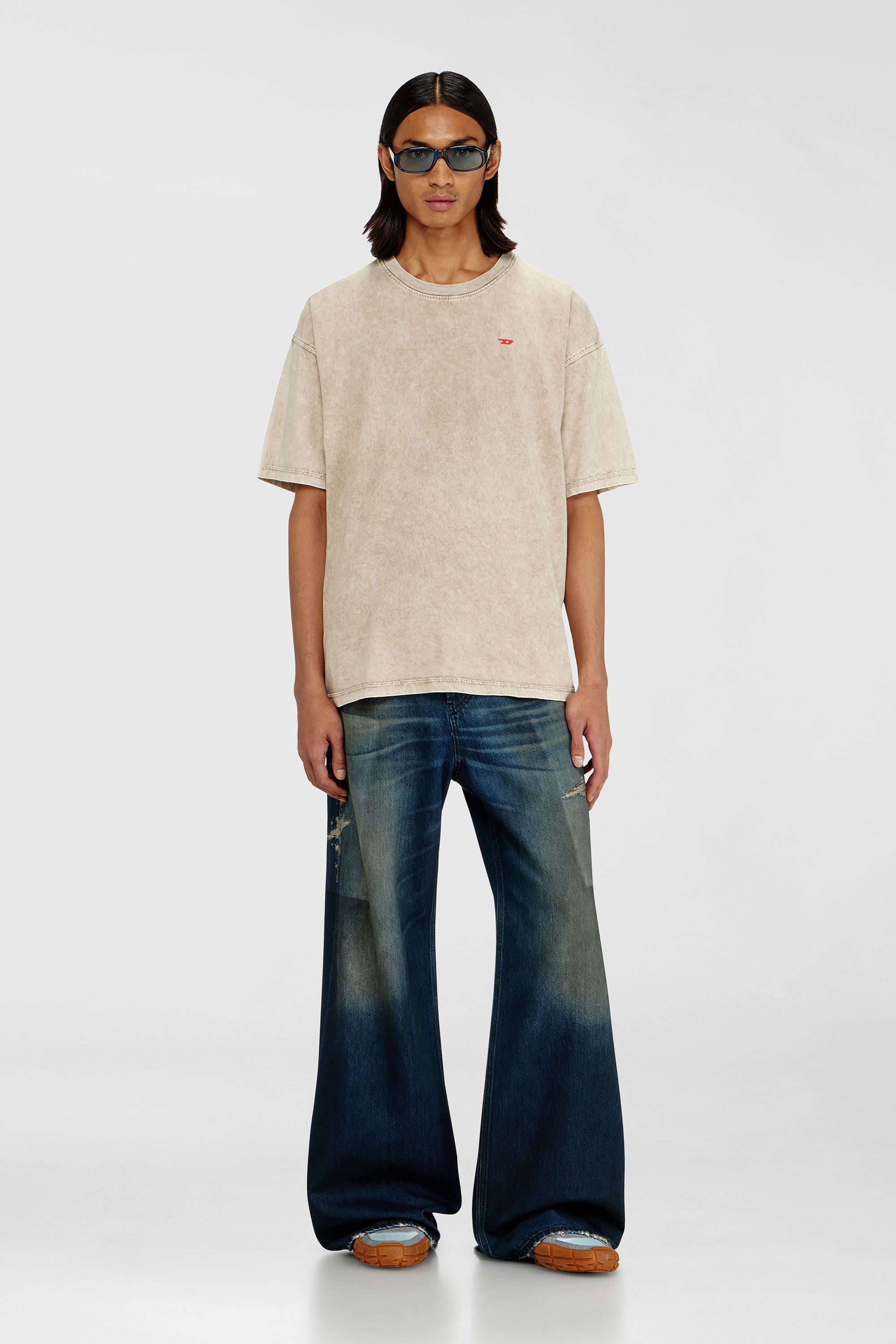 Diesel - T-BOXT-AA14, T-shirt en coton avec effet trait&eacute; Homme in Beige - 2